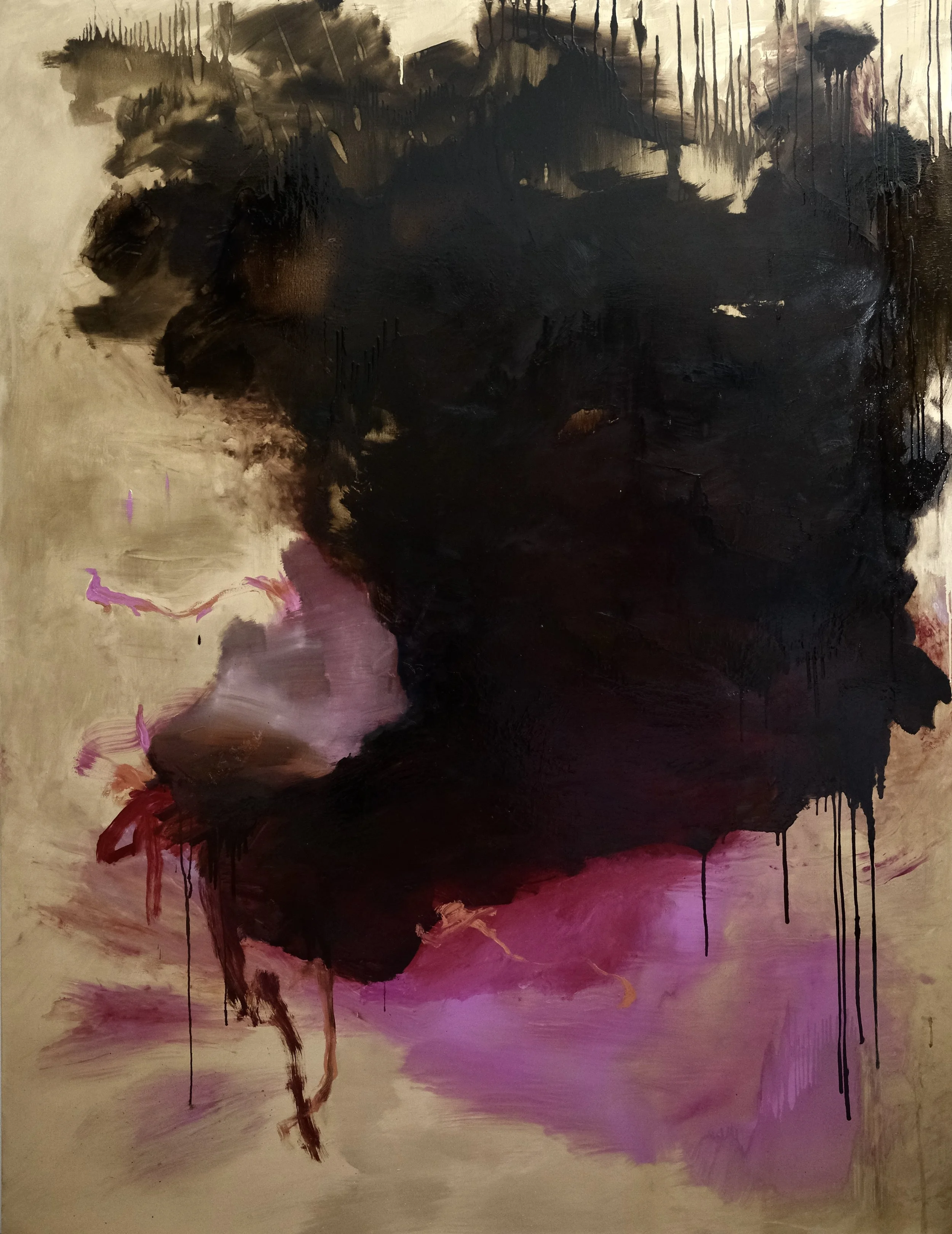 Abstract oil painting by Caroline Dantheny, Fugue IV, 2026, oil on canvas, 193 × 150 cm