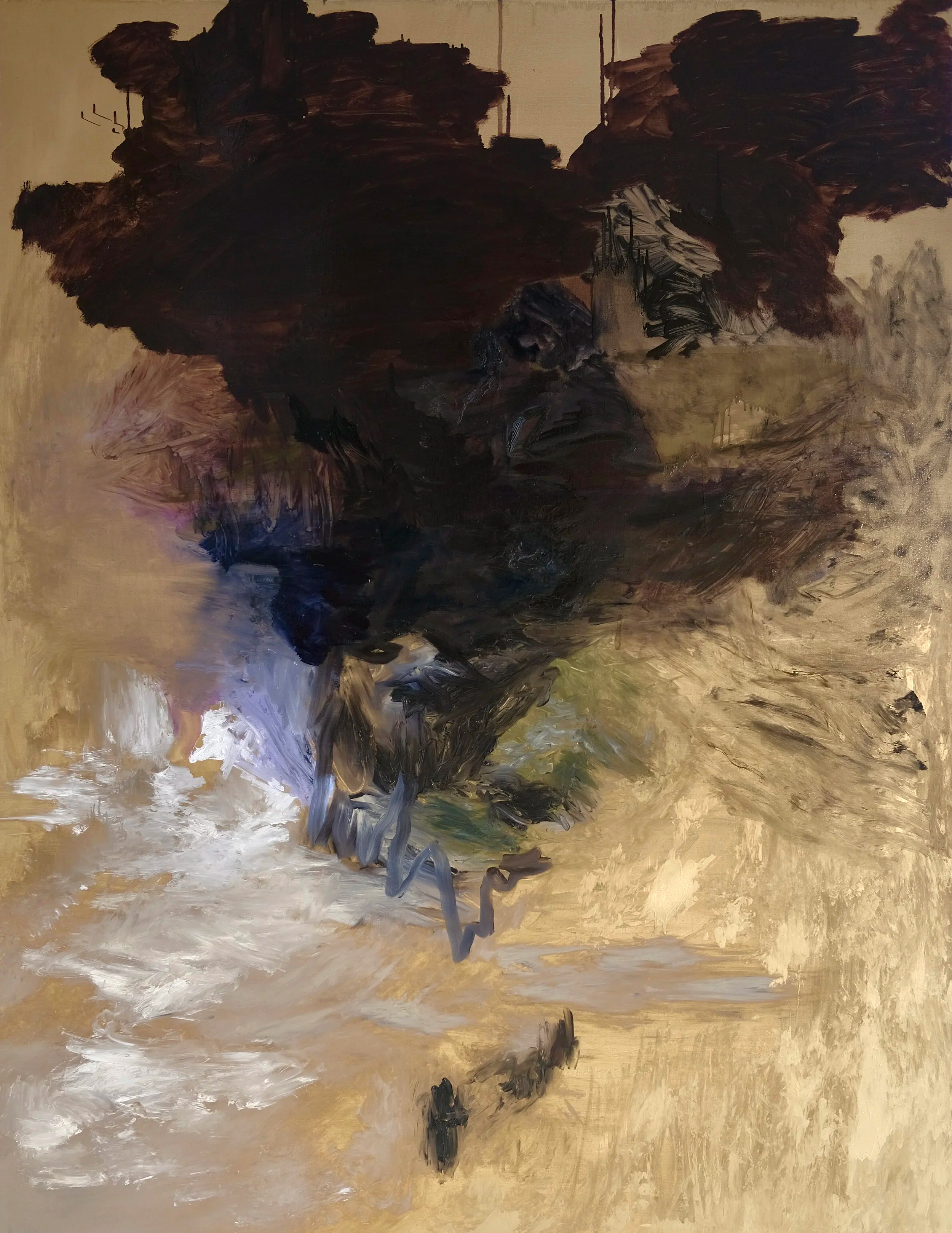 Abstract oil painting by Caroline Dantheny, Fugue I, 2025, oil on canvas, 198 × 153 cm