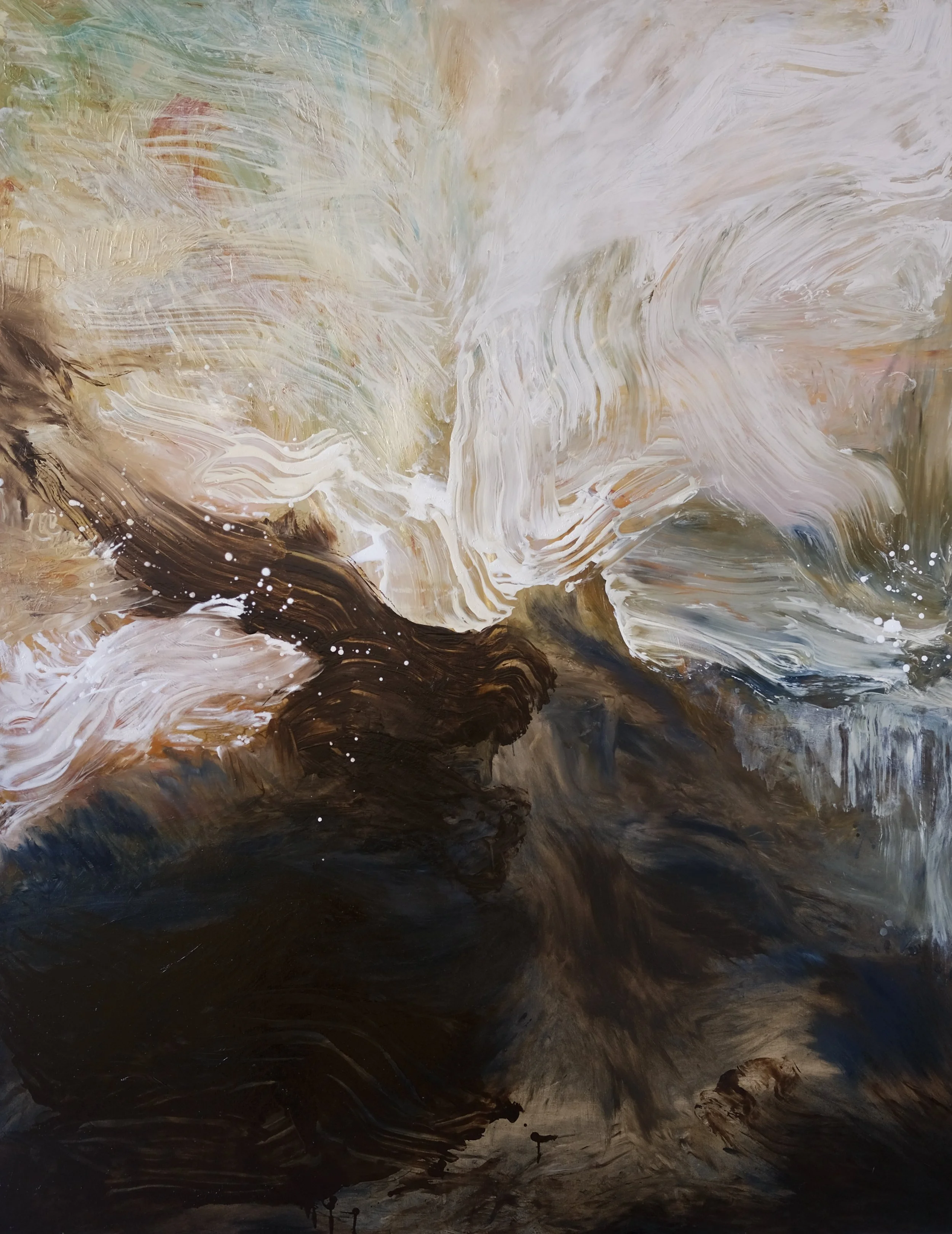 Abstract oil painting by Caroline Dantheny, 2025, Le Chant de la Terre I, oil on canvas, 198 × 153 cm