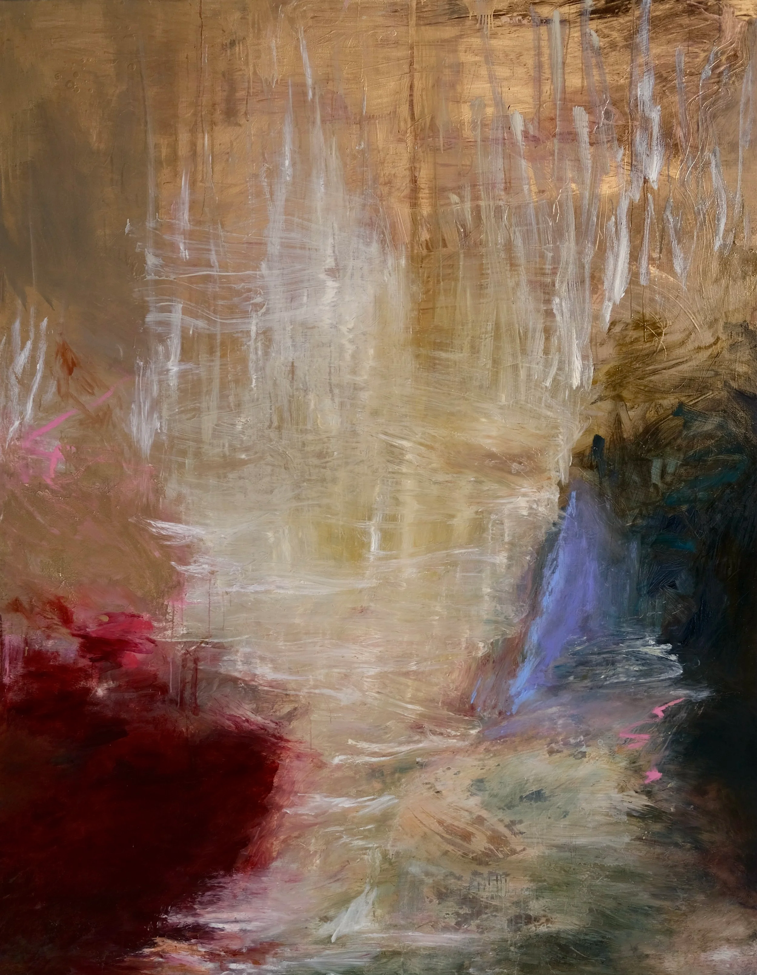 Abstract oil painting by Caroline Dantheny, Le Chant de la Terre VII, 2025, oil on canvas, 198 × 153 cm