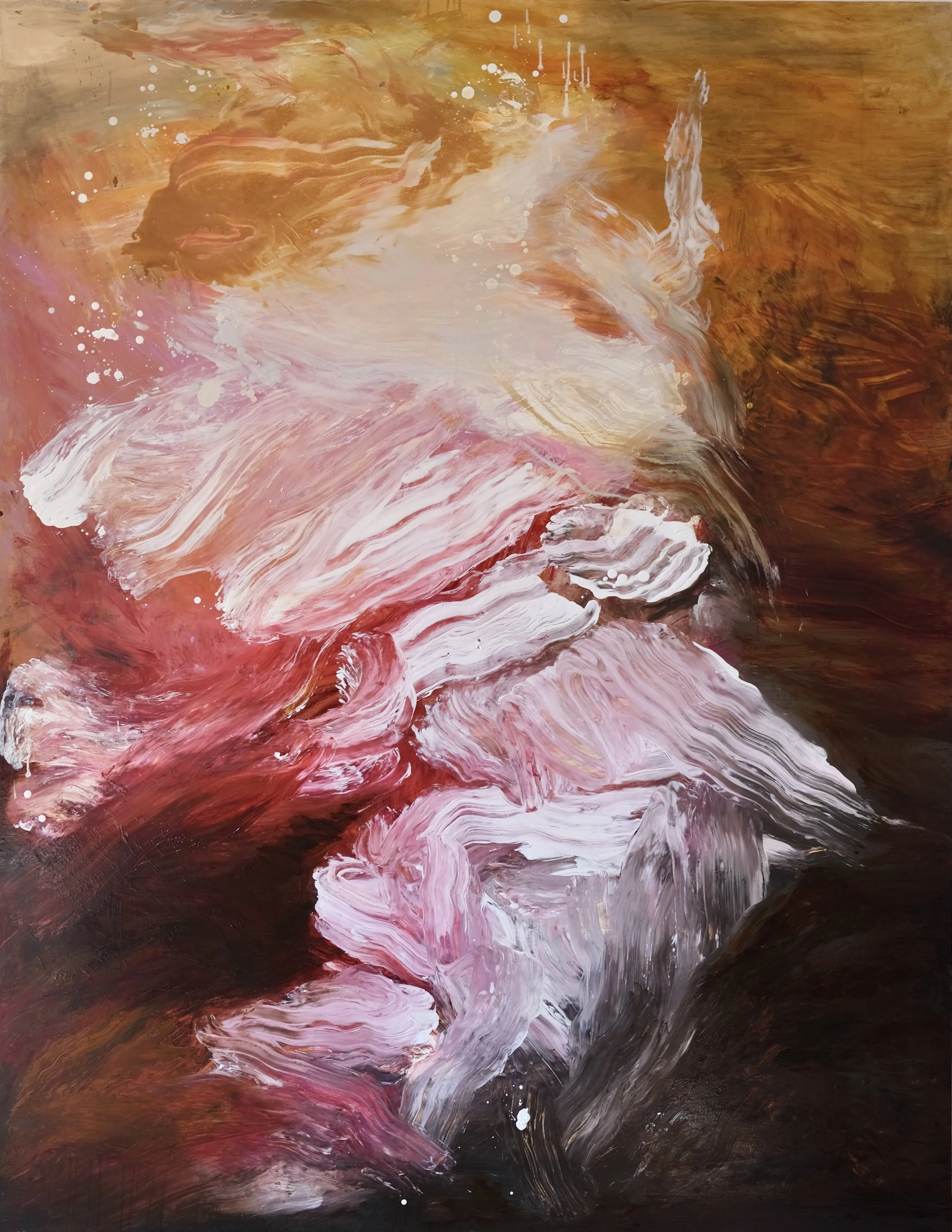 Abstract oil painting by Caroline Dantheny, Le Chant de la Terre V, 2025, oil on canvas, 198 × 153 cm