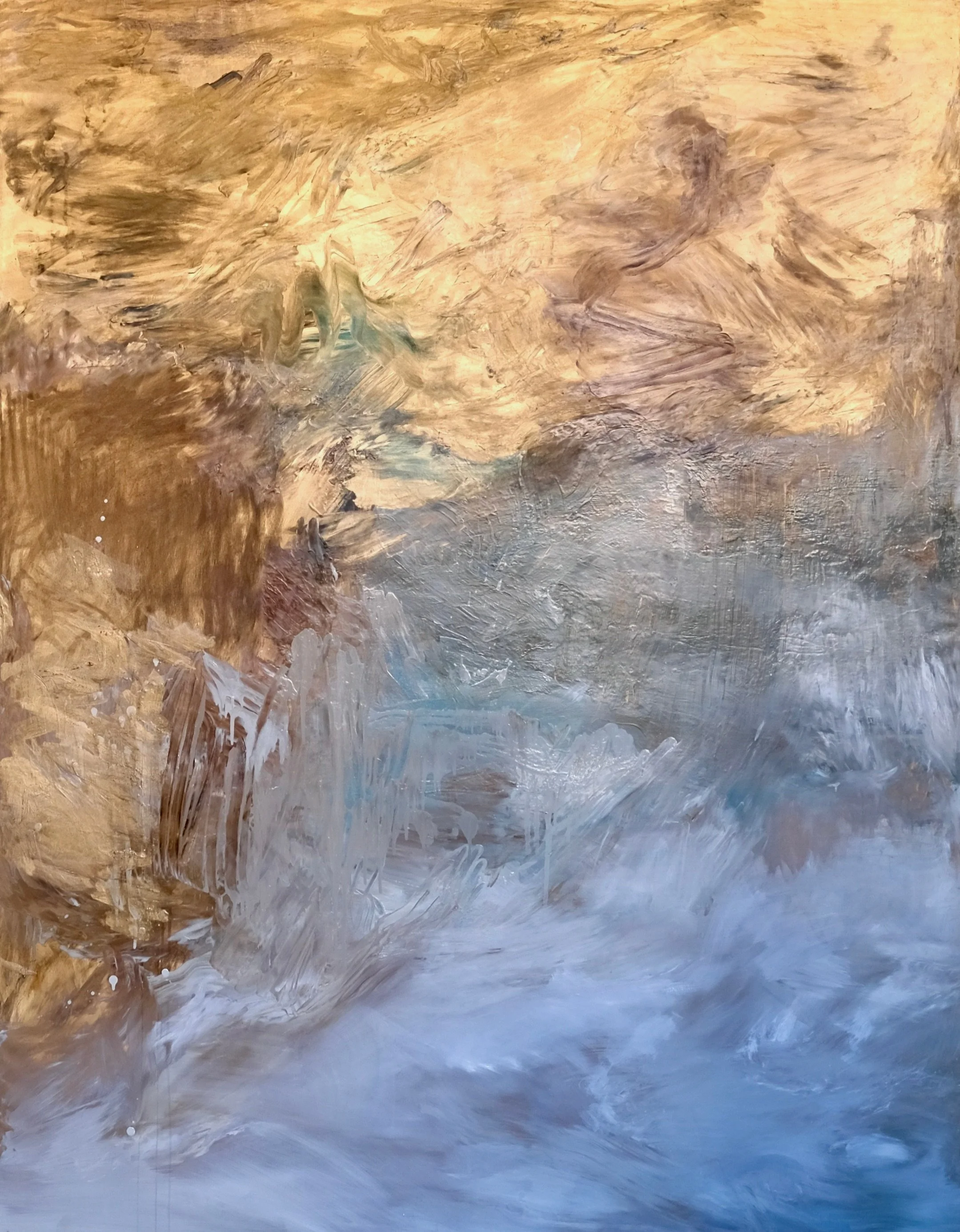 Abstract oil painting by Caroline Dantheny, Le Chant de la Terre VIII, 2025, oil on canvas, 198 × 153 cm