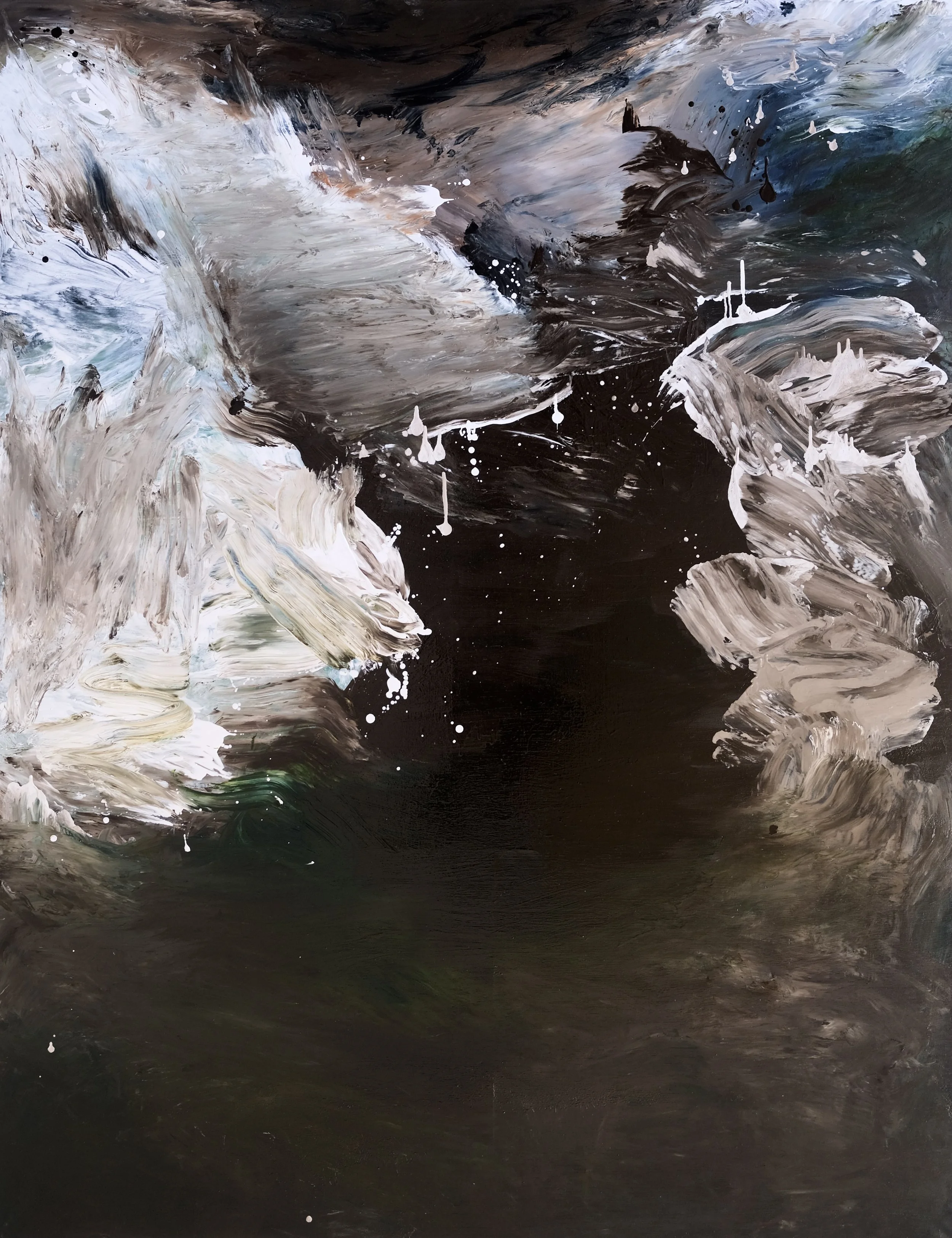 Abstract oil painting by Caroline Dantheny, Le Chant de la Terre III, 2025, oil on canvas, 198 × 153 cm