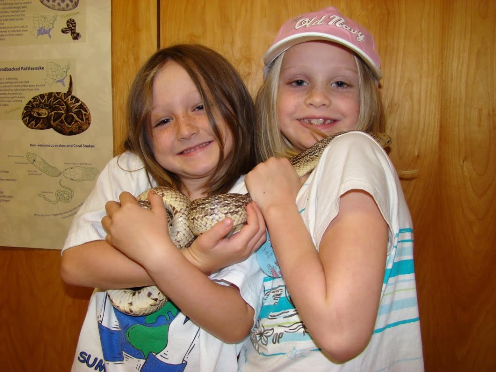 Holding snakes is one of the favorite activities during Herpetology Camp (photograph by GLH)