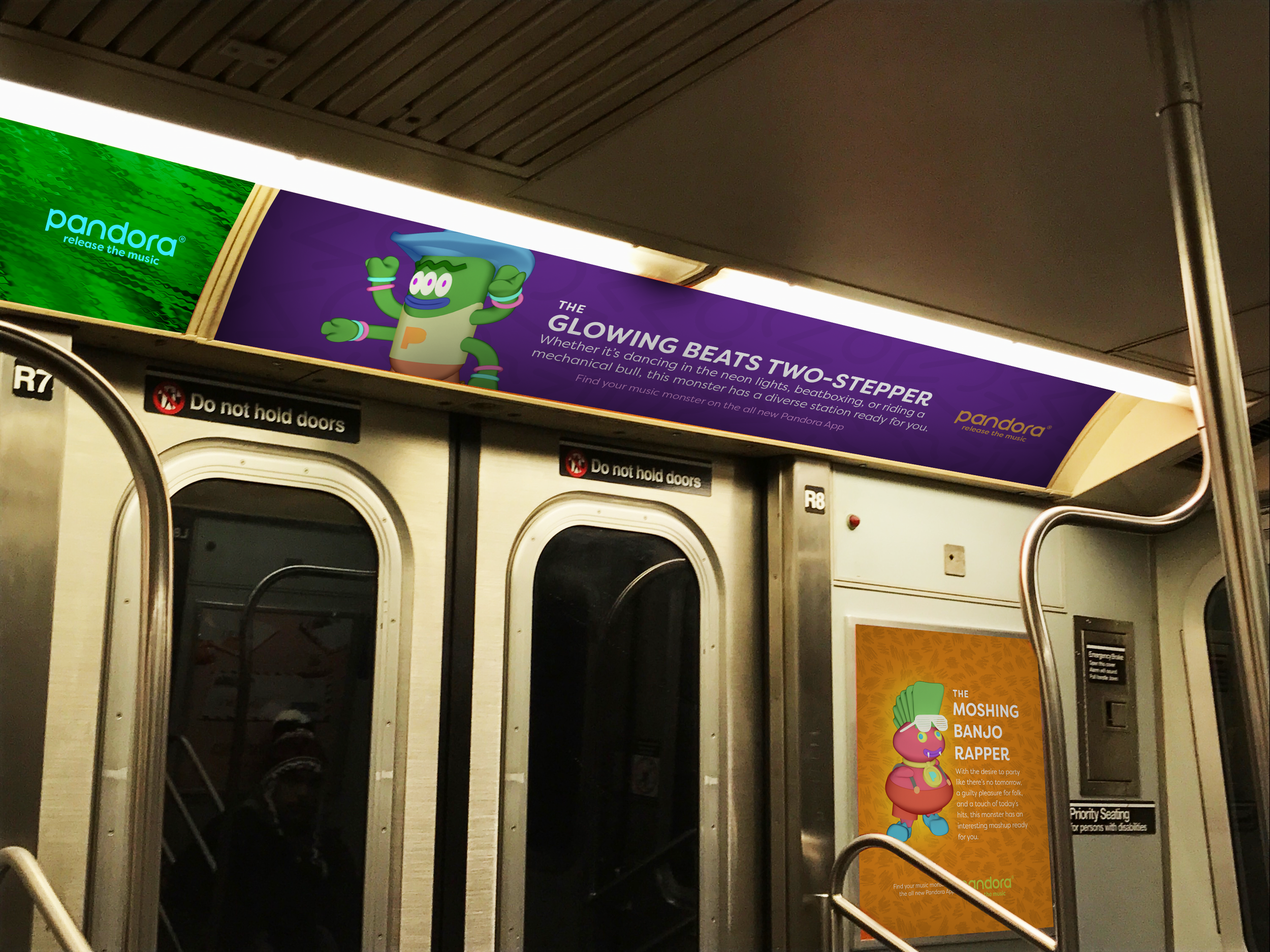 Public transit ads, like this subway print, target in-transit listeners