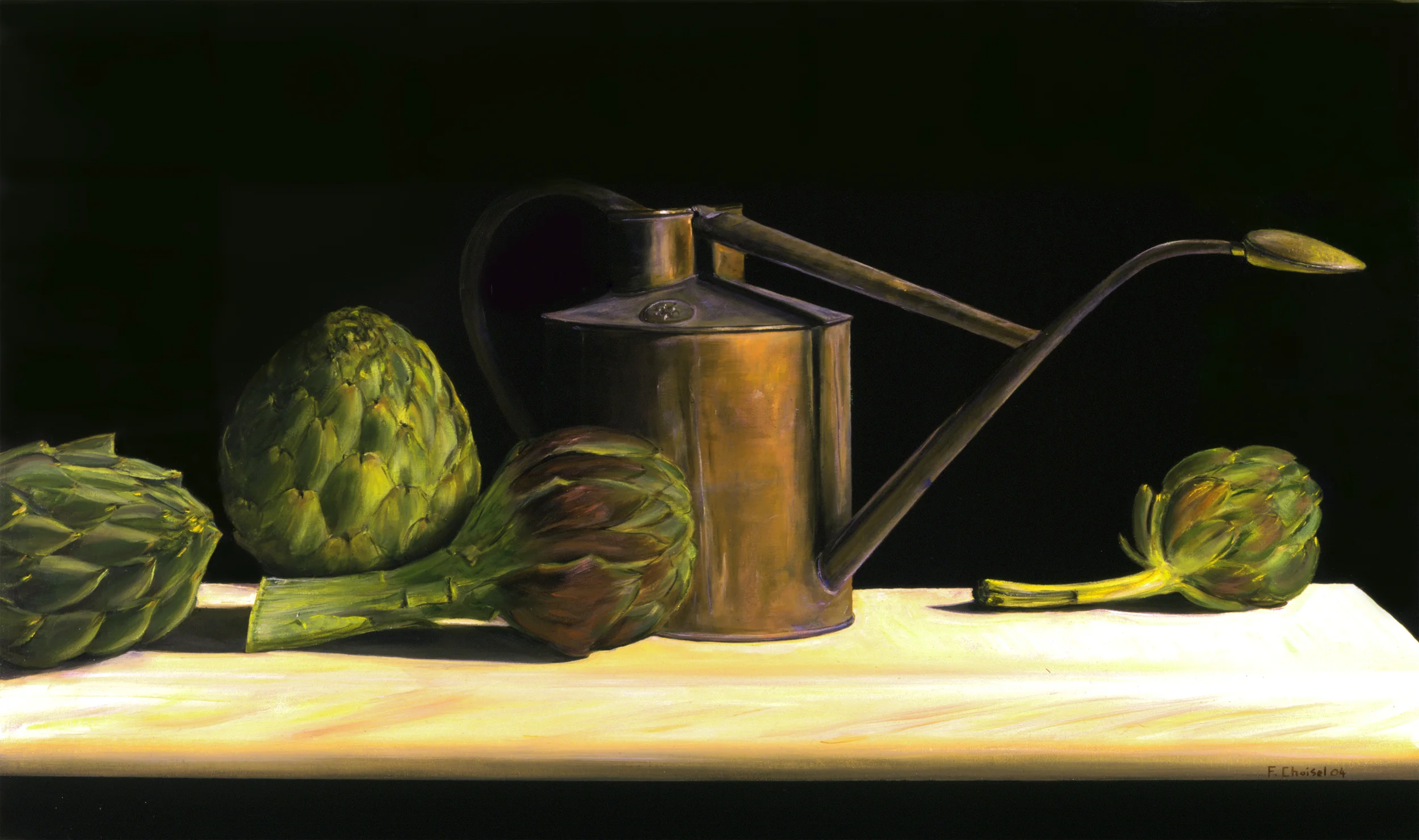 painting "Artichoke and Watering Can on Stone", 2004