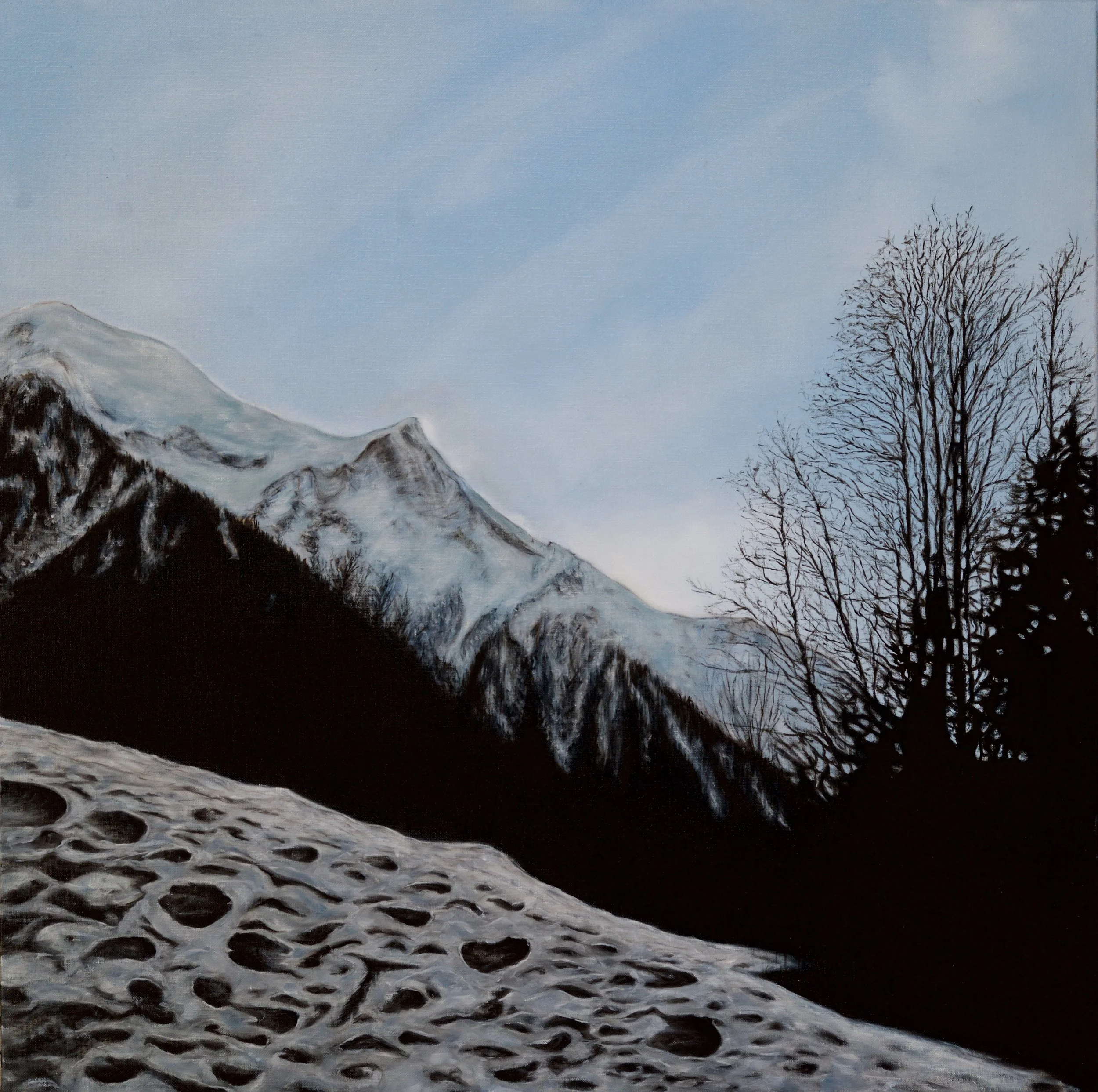   Matin d’Hiver , 2022  oil on linen, 75 x 75 x 4 cm, 30 x 30 x 1.5 in, framed   see details  