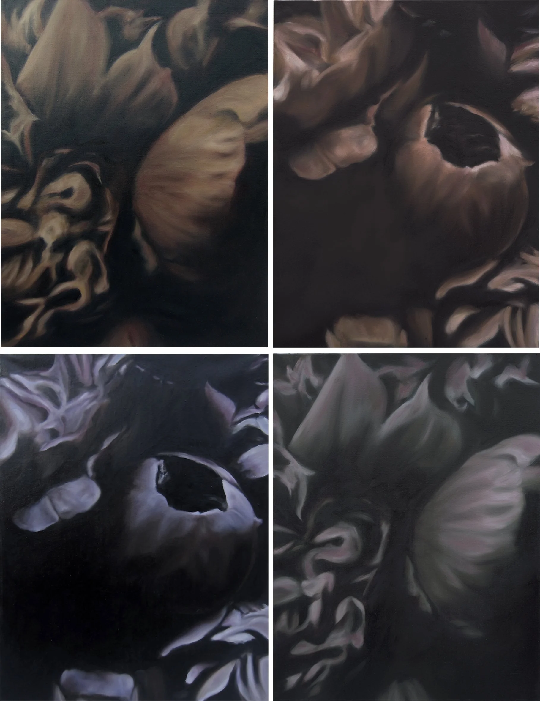    Language des fleurs et des choses muettes  , 2016  oil on linen, 4 panels, 31 x 24 in.  80 x 60 cm each   see details  
