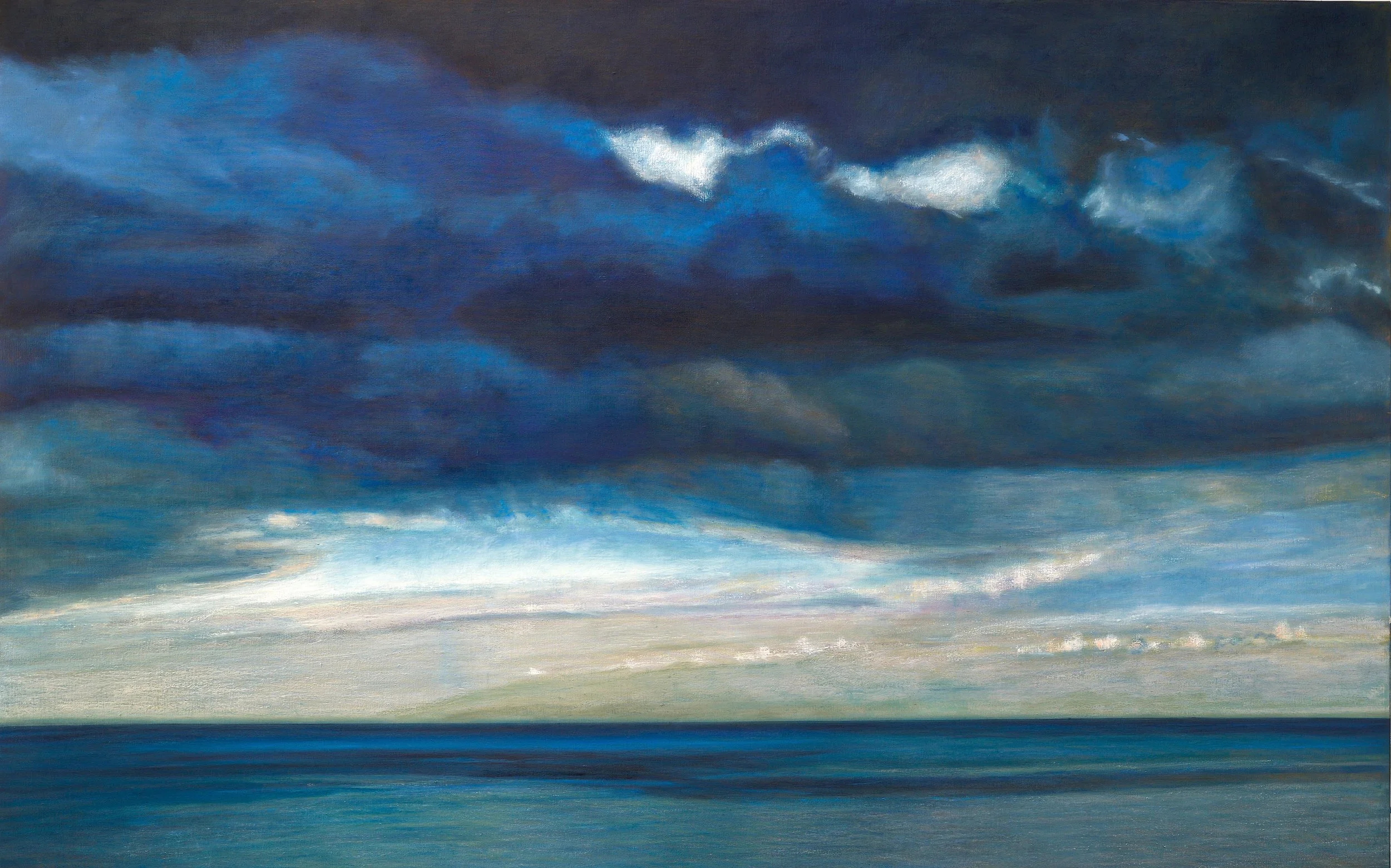    Fautea  , 2025  oil &amp; oil stick on linen, 53 × 84 in, 135 × 213 cm   see details  