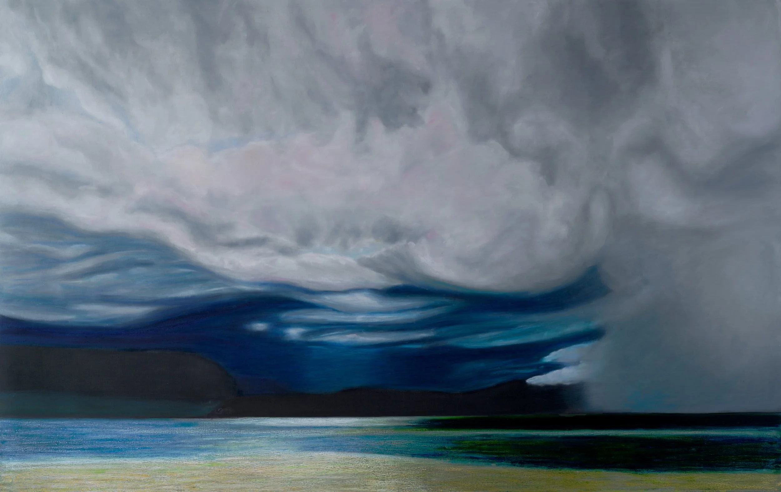    Terrasini  , 2025  oil &amp; oil stick on linen, 53 × 84 in, 135 × 213 cm   see details  