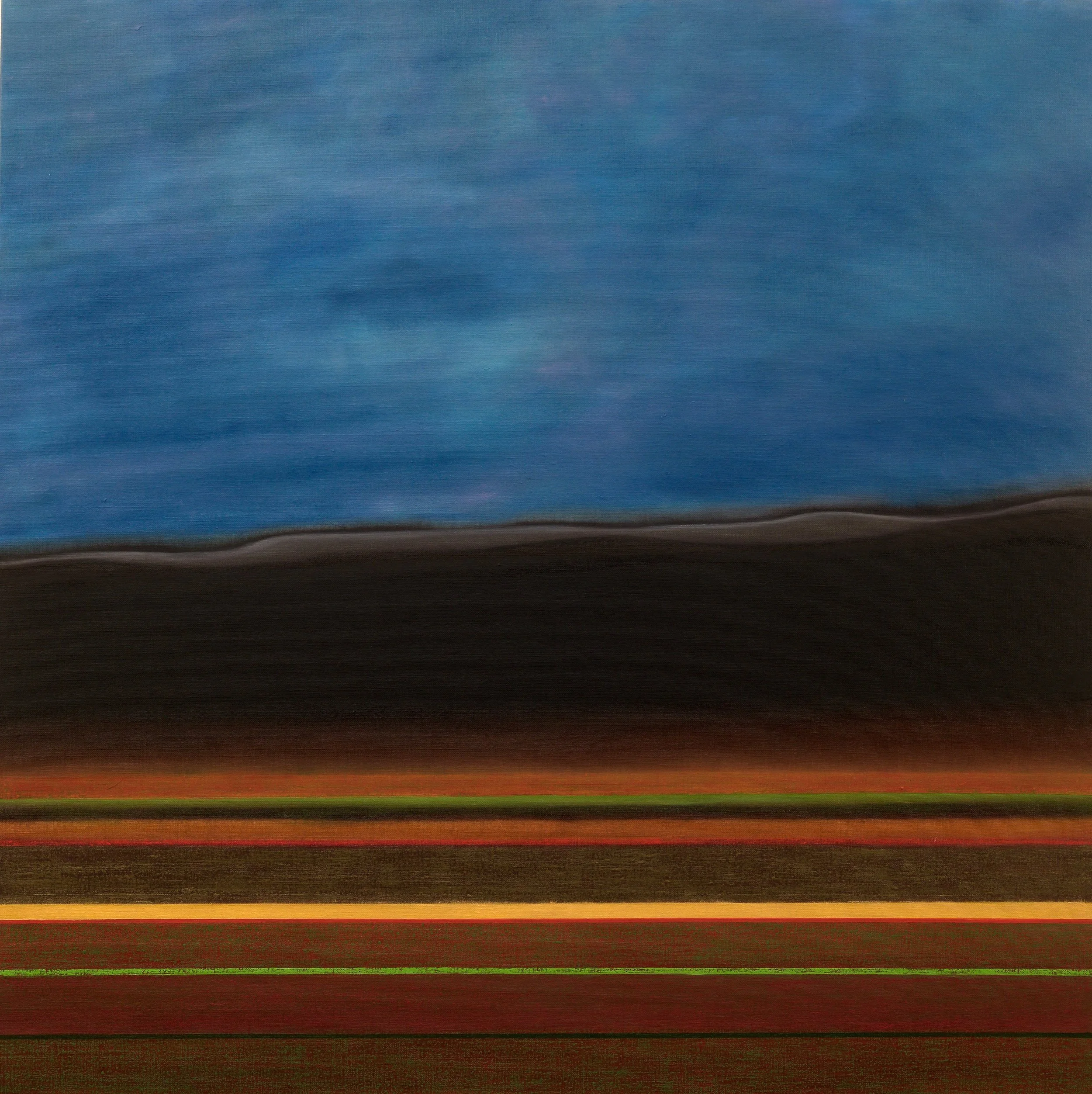    On the Road 6  , 2025  oil and oil stick on linen  35.5 × 35.5 × 1.3/4 in, 90 × 90 × 4 cm   see details  