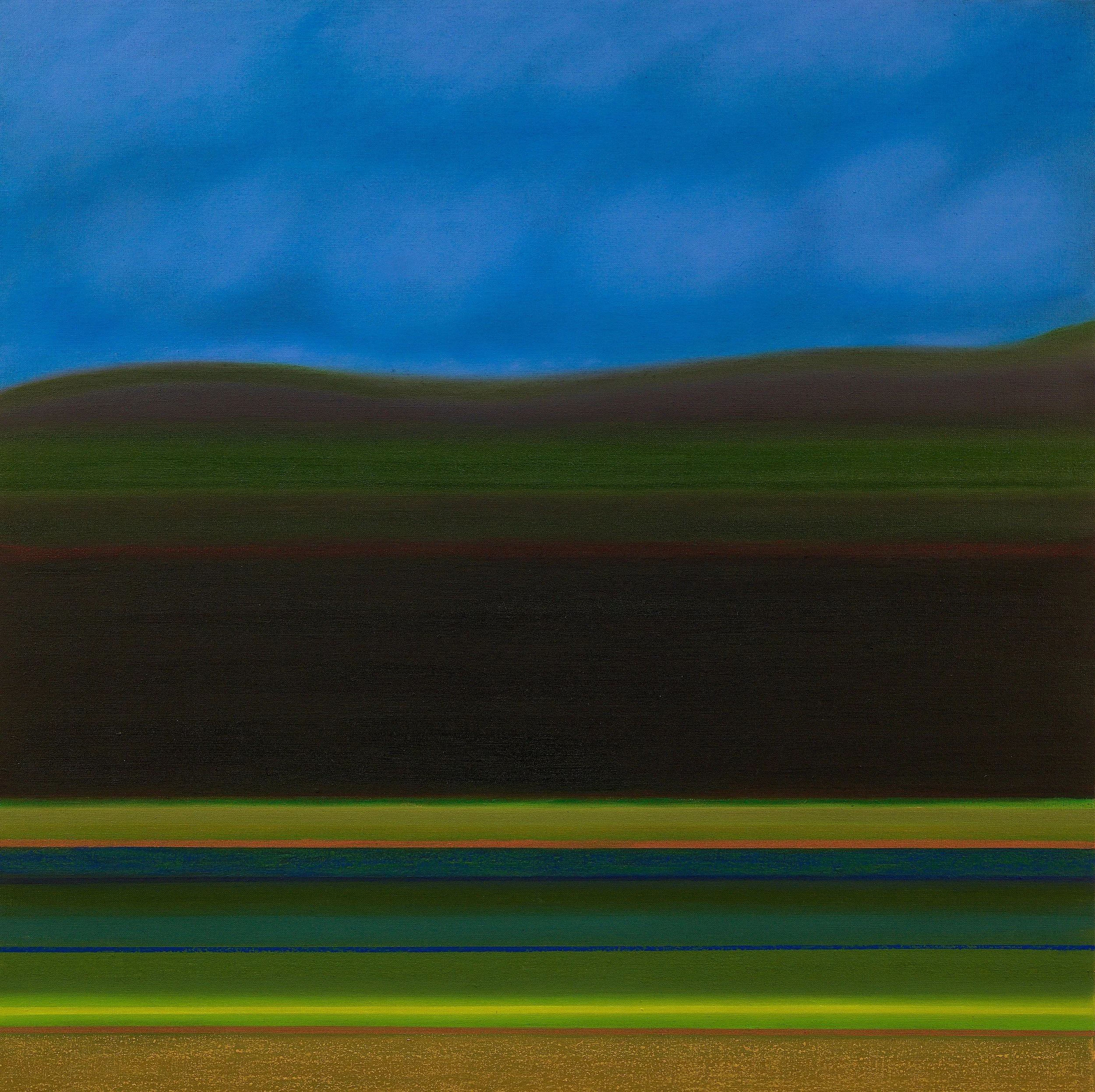    On the Road 5  , 2025  oil and oil stick on linen  35.5 × 35.5 × 1.3/4 in, 90 × 90 × 4 cm   see details  