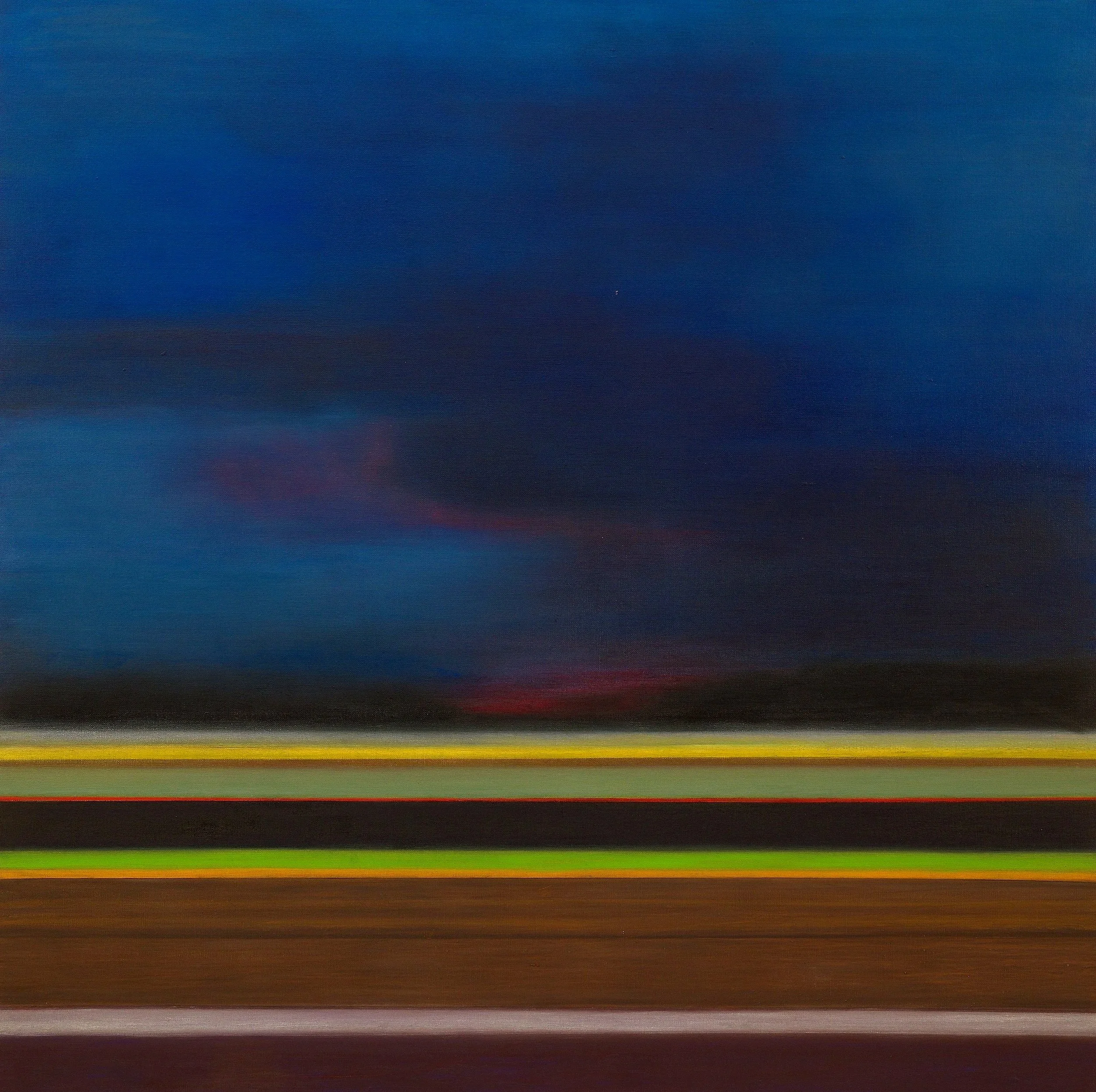    On the Road 3  , 2025  oil and oil stick on linen  35.5 × 35.5 × 1.3/4 in, 90 × 90 × 4 cm   see details  