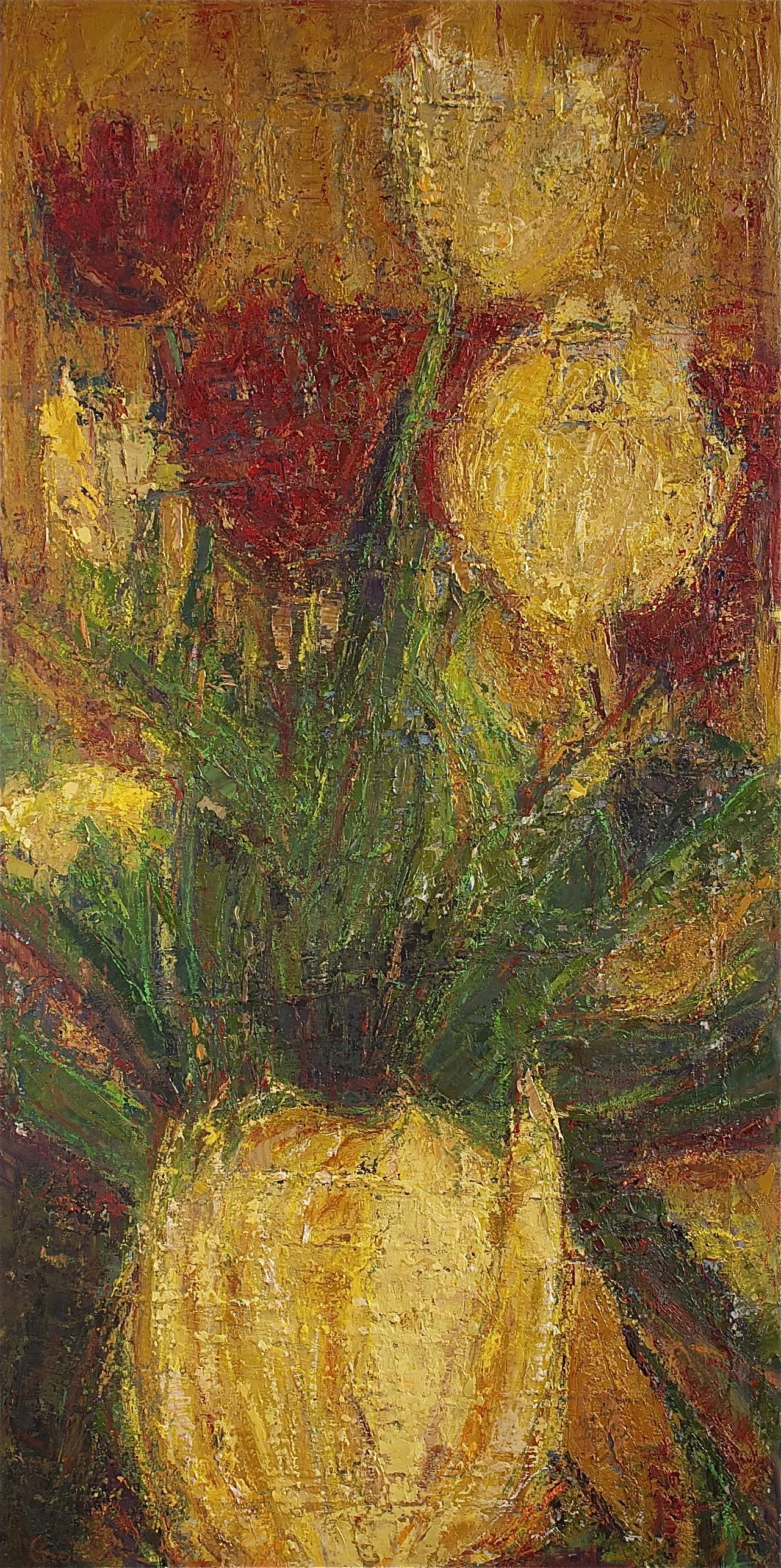    Tulipe   ,&nbsp; 2012   oil on canvas, &nbsp;2 panels, total: 60 × 30 in, 153 × 76 cm 