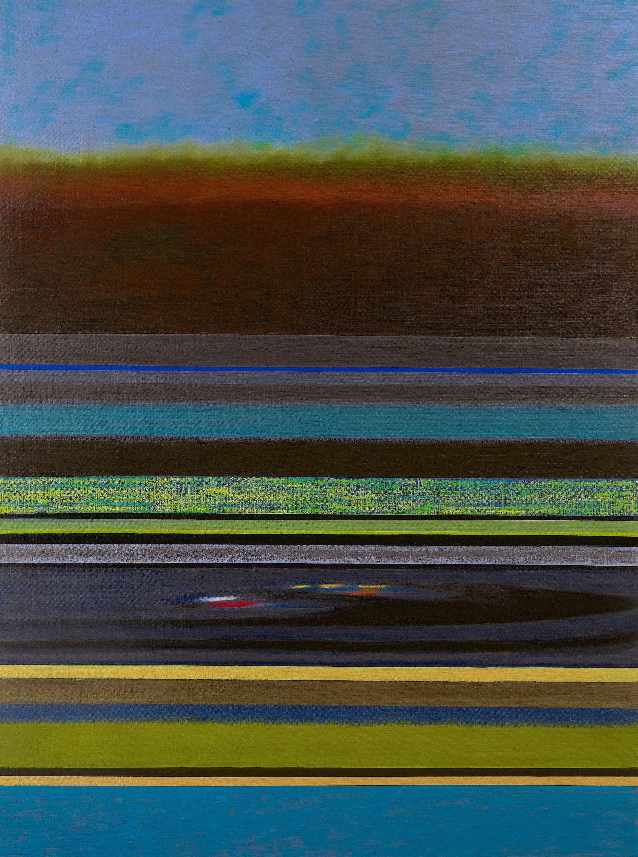    Partita V  , 2026  oil &amp; oil stick on linen, 47 × 35.5 × 2.5 in, 120 × 90 × 6 cm   see details  