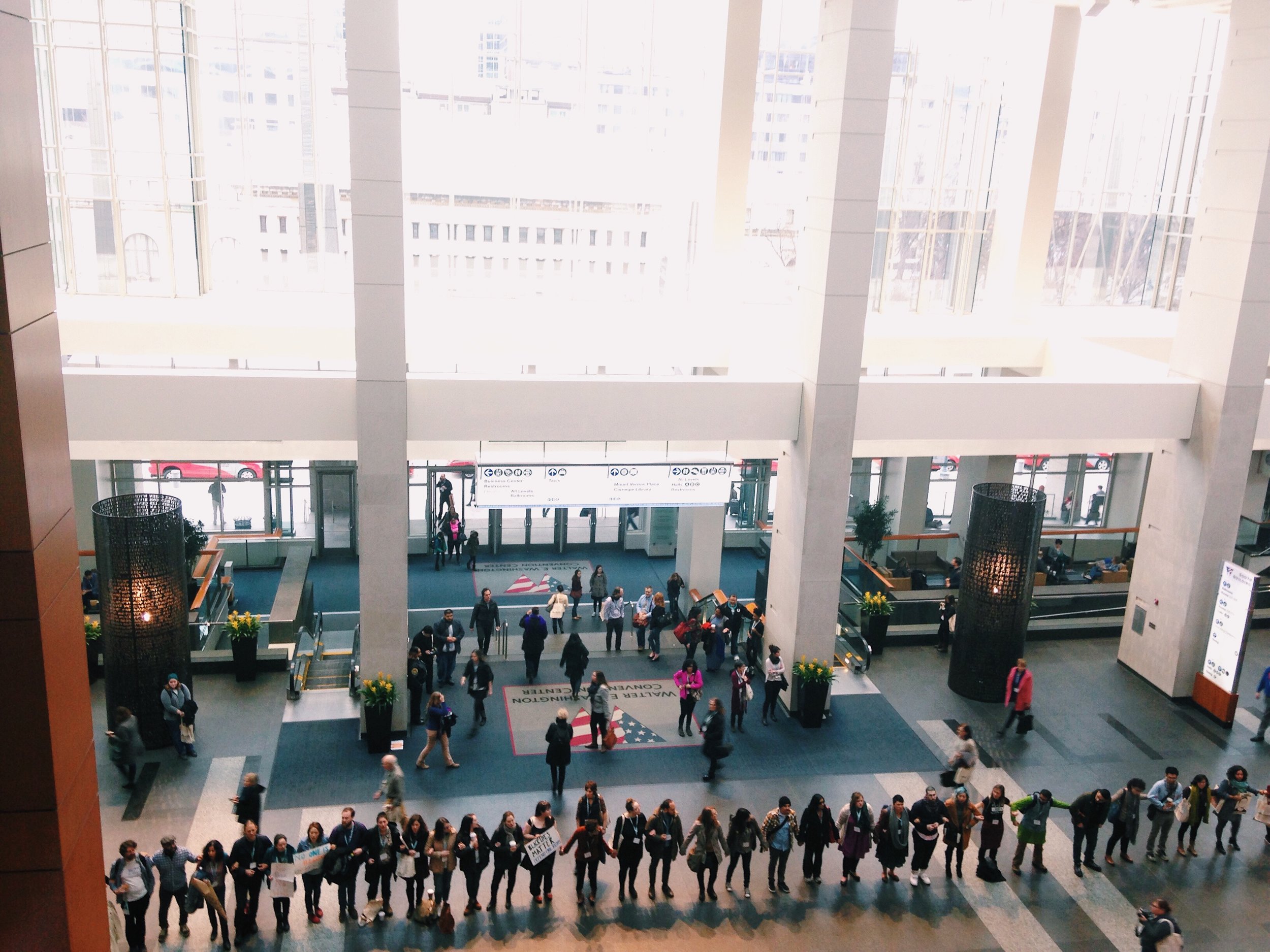 Writers protest against the Trump administration at the annual AWP conference, held in Washington, D.C. this past February. © E.A. Crunden