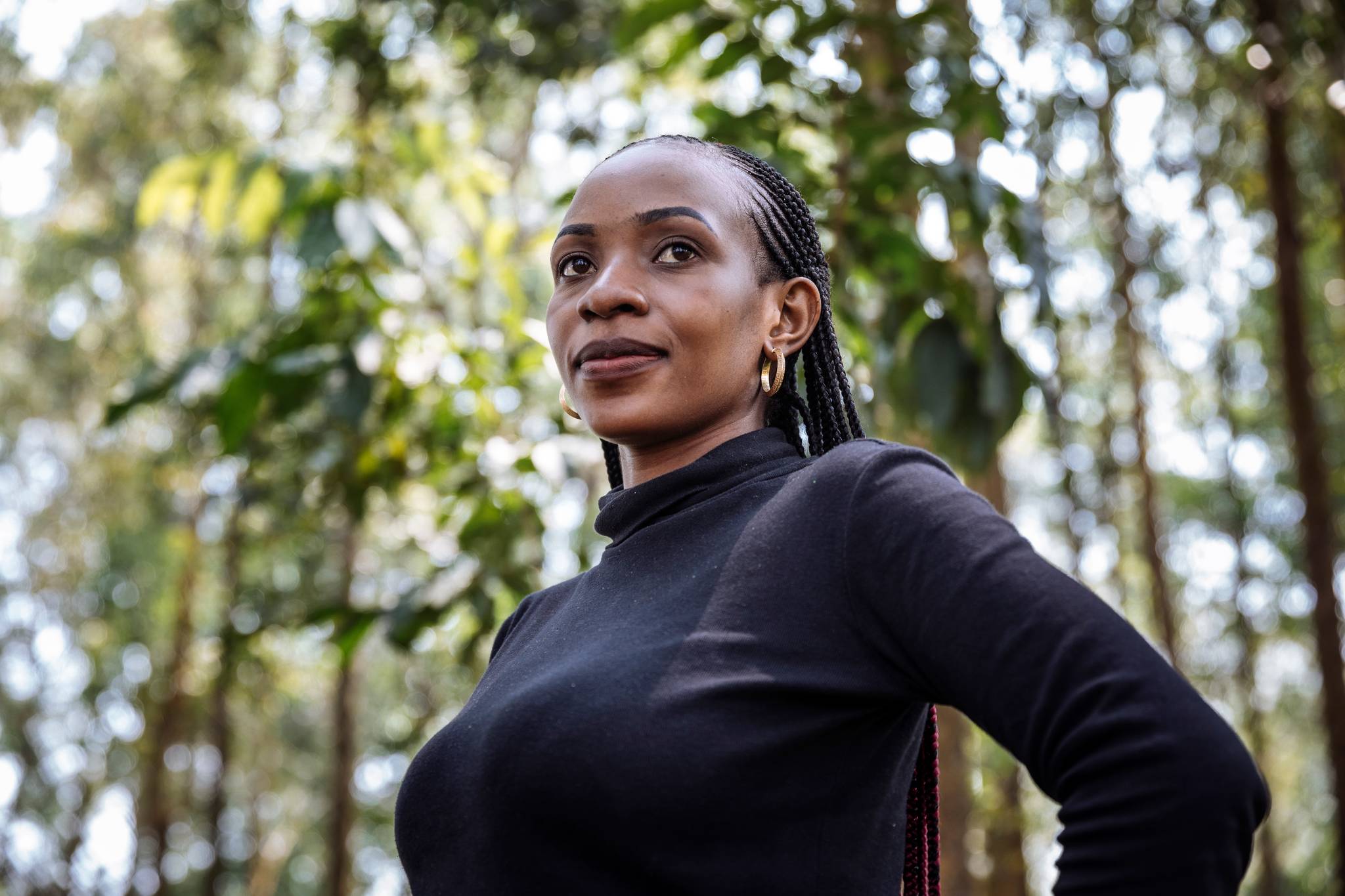 Kavugho Ngitsi Giresse contracted Ebola last year after losing her son to the virus. She now works at a screening point in Beni where she encourages travellers who have come into contact with the disease to receive medical care. 'I was pregnant when