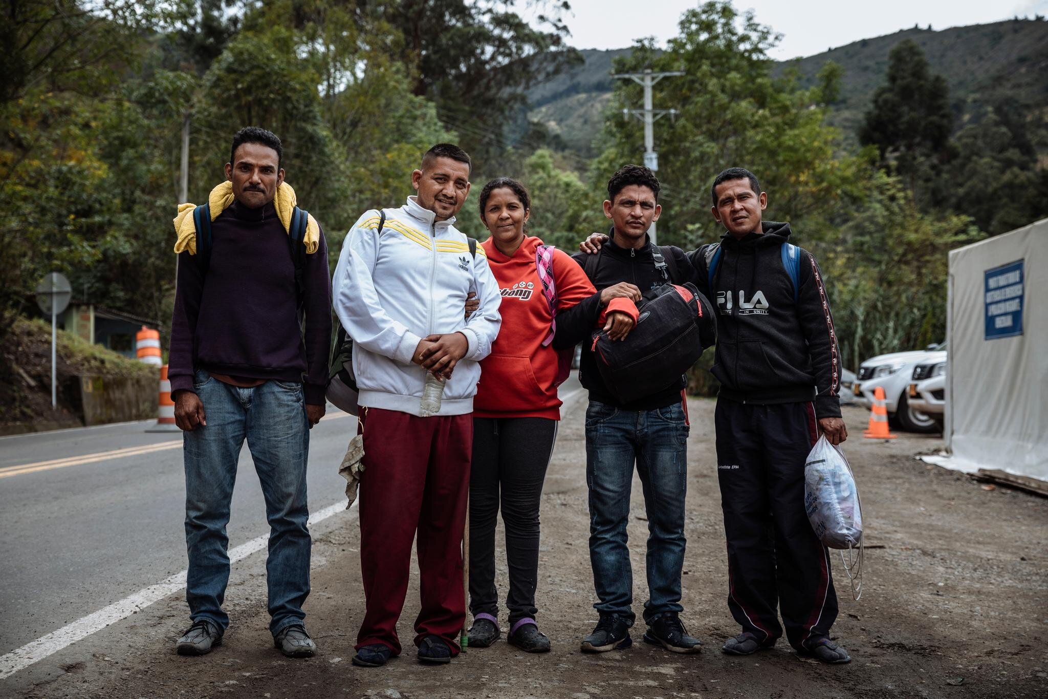 José Quero (second on the left) departed Venezuela with four friends in the middle of the night, leaving behind his three children. “We’re more like brothers and sisters. When we laugh, we laugh together; when we cry, we cry together. When we stop,
