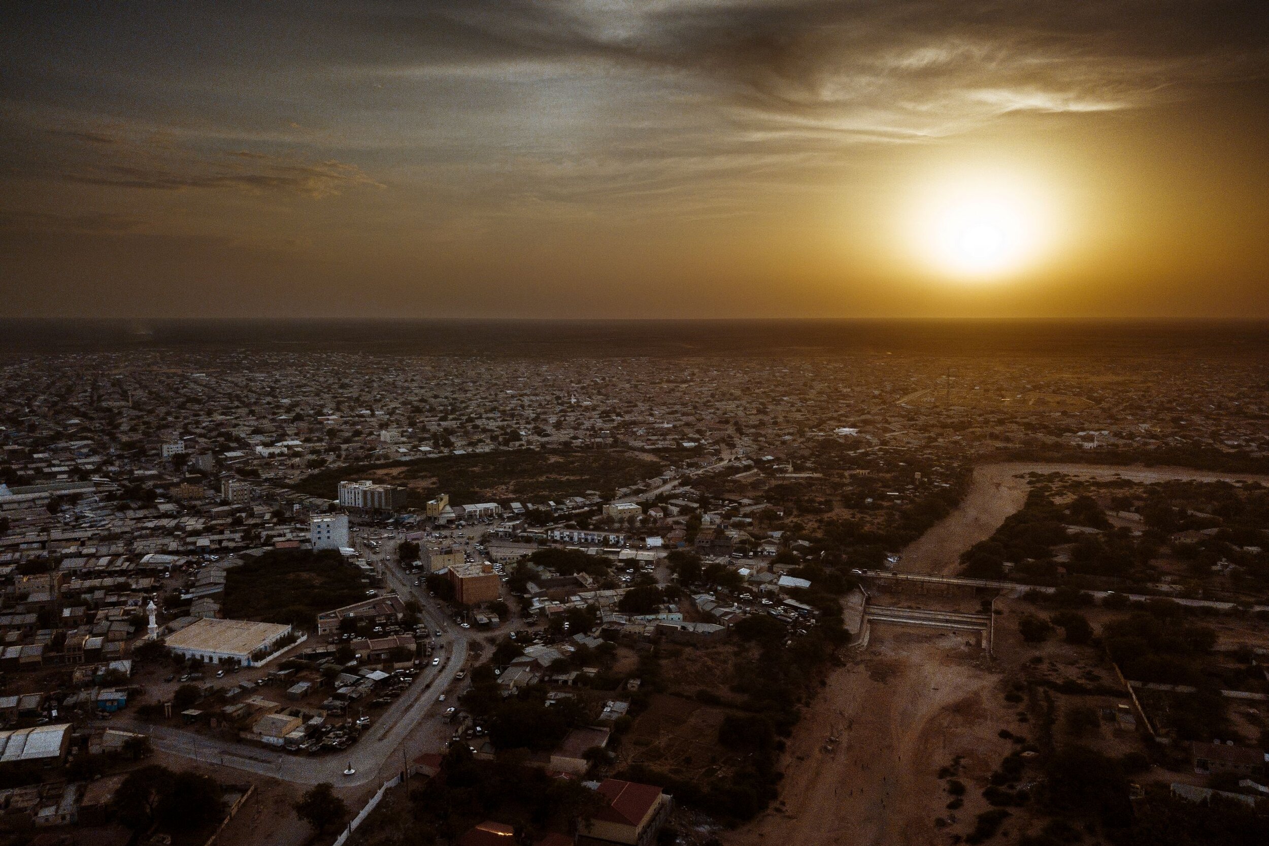 A sunset over Burco, Somaliland. The town is a known point of origin for Somali migrants hoping to travel abroad to destinations like Saudi Arabia or Europe. For Ethiopian migrants it ranks among their transit locations.