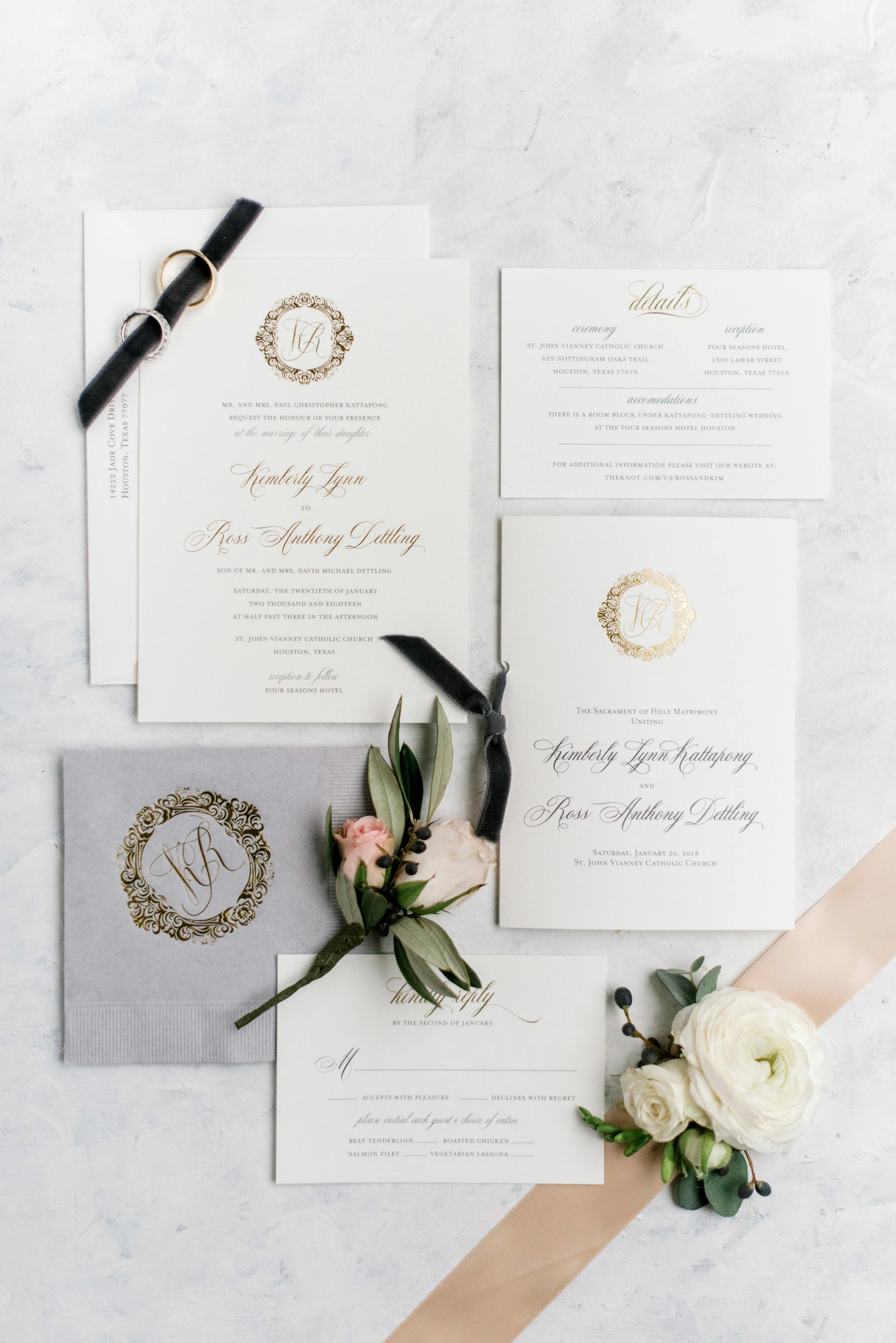 Gold foil wedding invitation with custom monogram.jpg