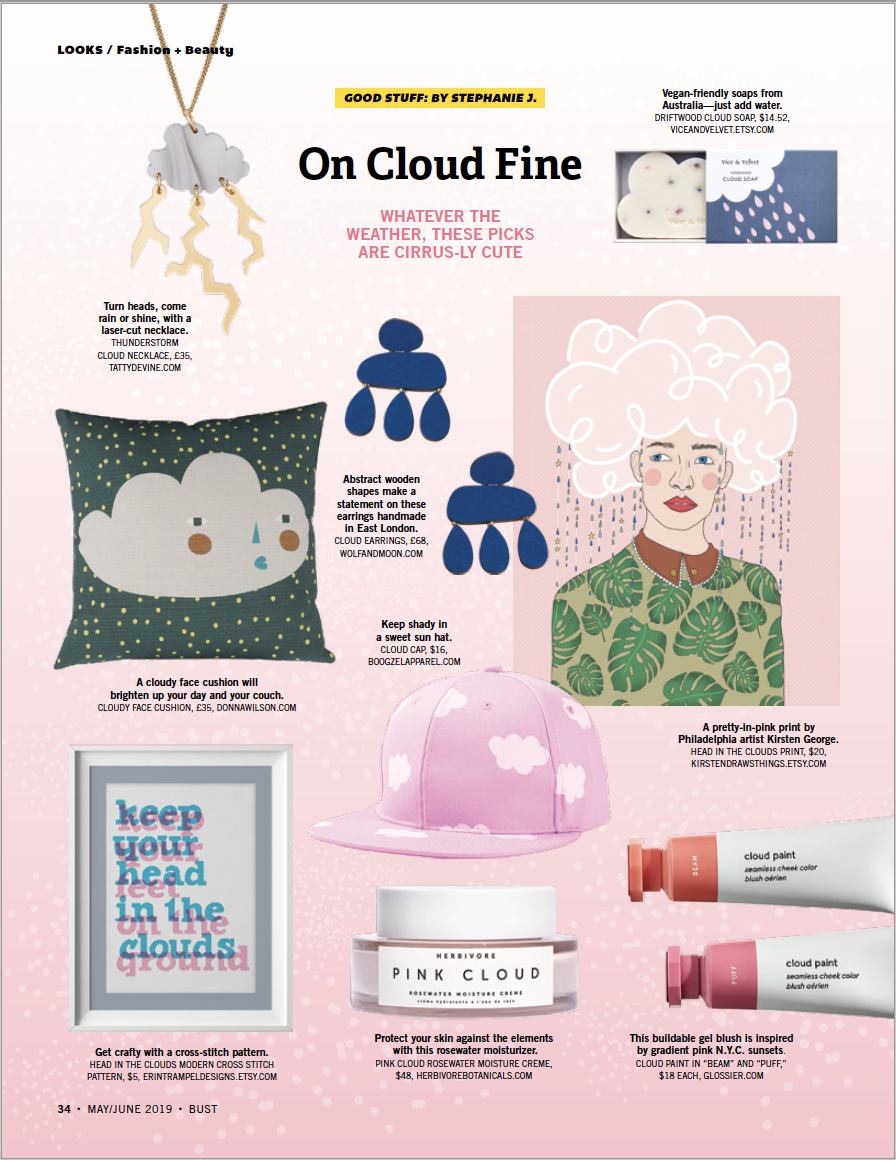 Head In The Clouds print featured in BUST Magazine’s May/June 2019 issue.