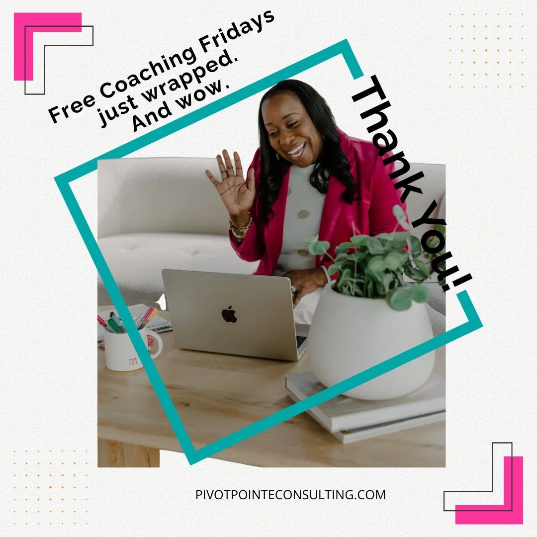 ✨ Free Coaching Fridays just wrapped for 2025!

Over the past four weeks, I had the joy of coaching ten incredible humans through thoughtful, heart-centered 1:1 sessions.

Some were returning clients.
Some were new to my work.
Some came through refer