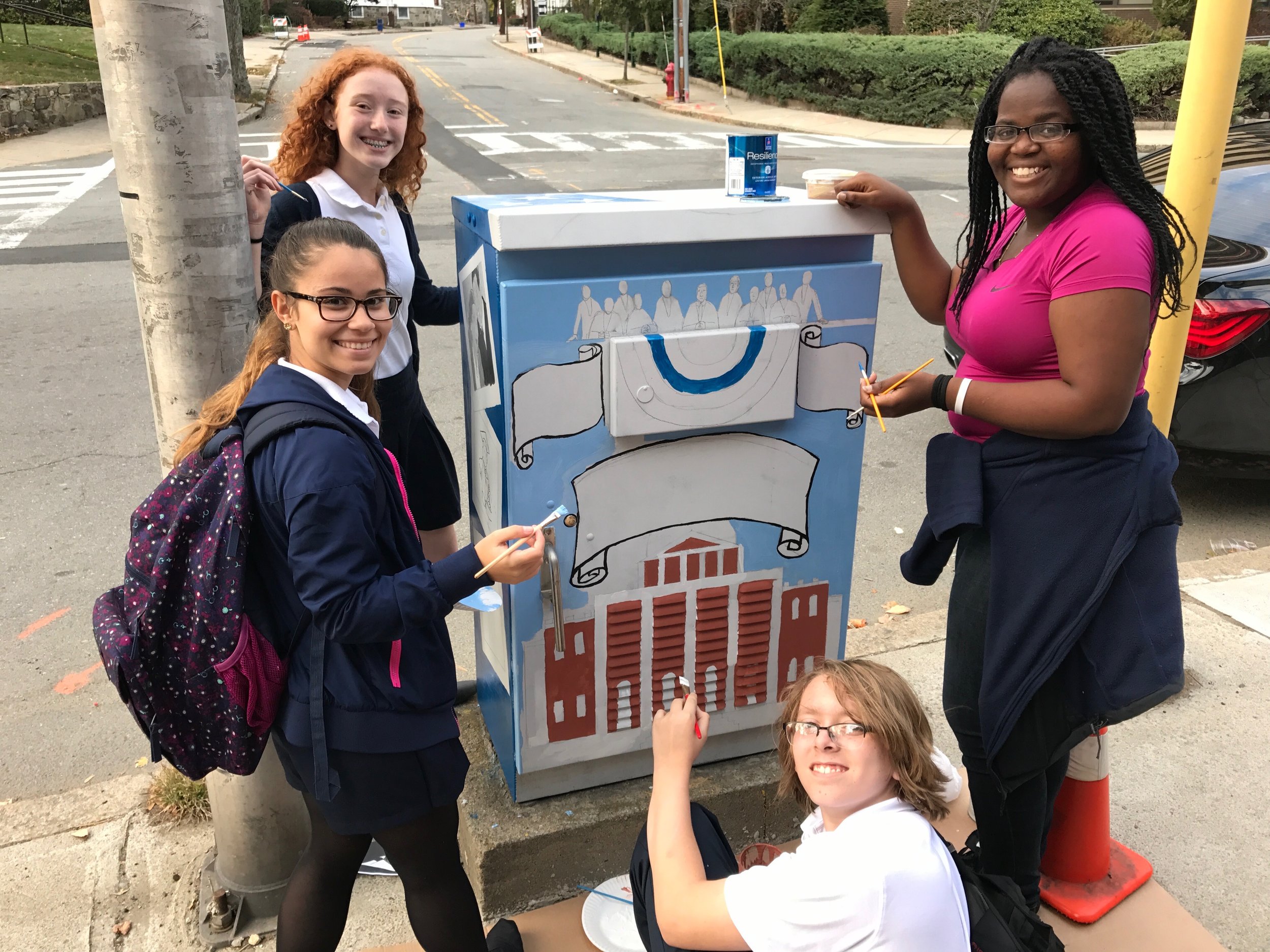 The art club meets after school for painting of the switch-box