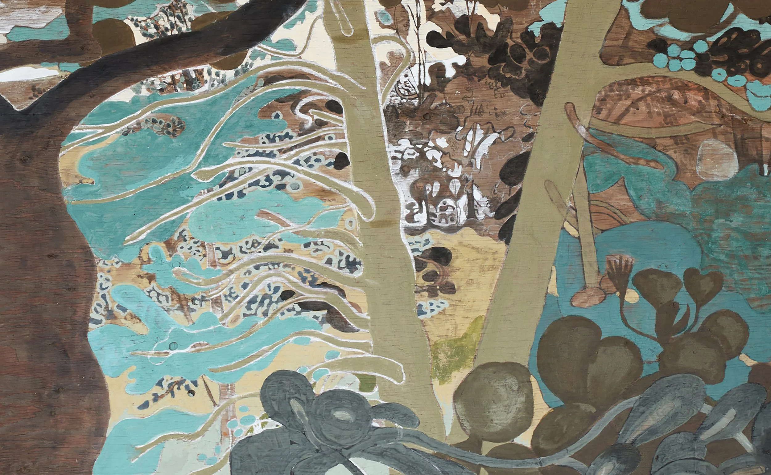 Tilke Elkins, Parents I & II (I), 2022, Earth and plant pigments on plywood panel (double-sided), 40 x 96 in.3.jpg