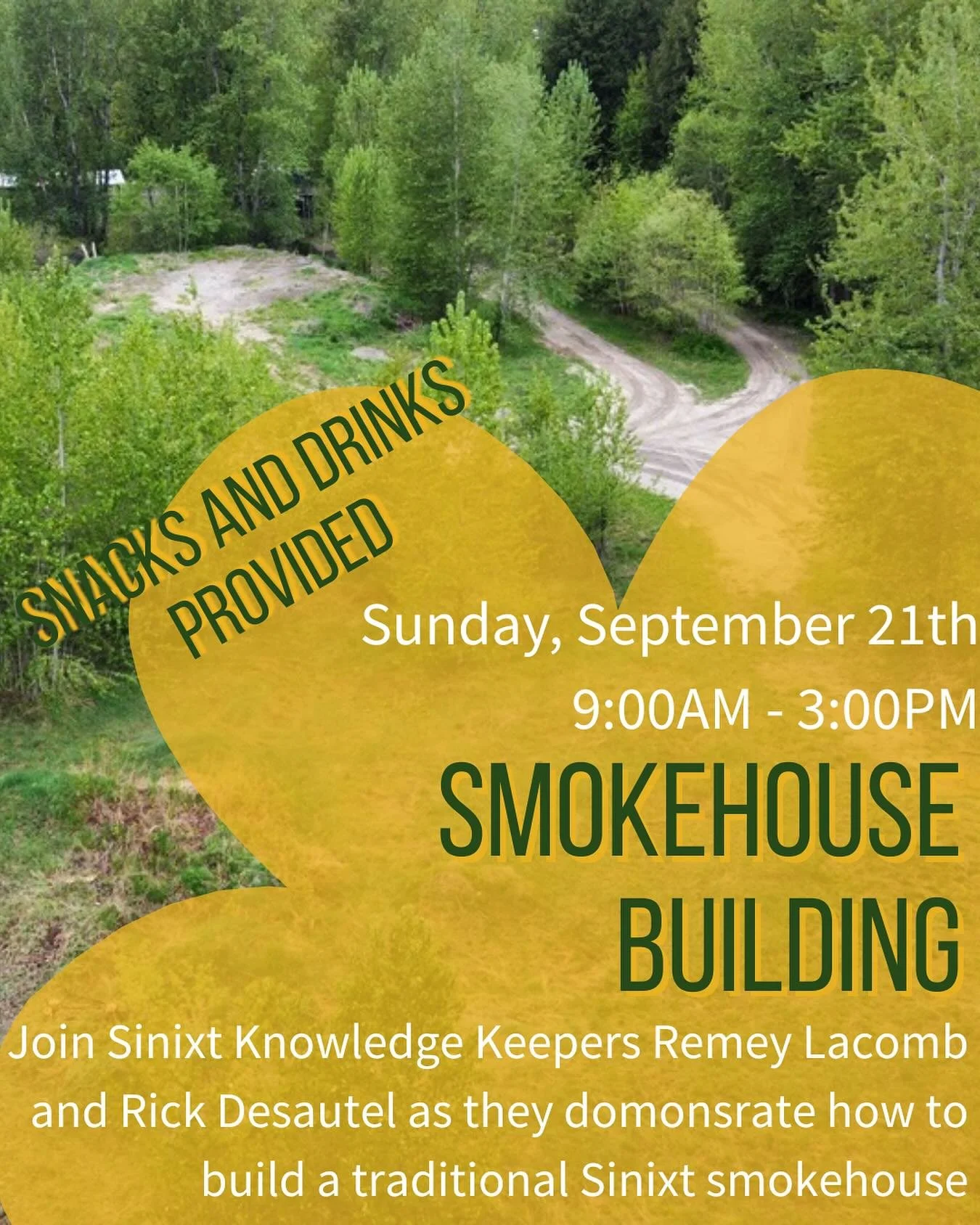 We are so excited to be joined by Remey Lacomb and Rick Desautel who will be demonstrating how to build a traditional Sinixt smokehouse at the Food Commons this Sunday! 
This smokehouse will help to promote Indigenous Food Sovereignty in Revelstoke b