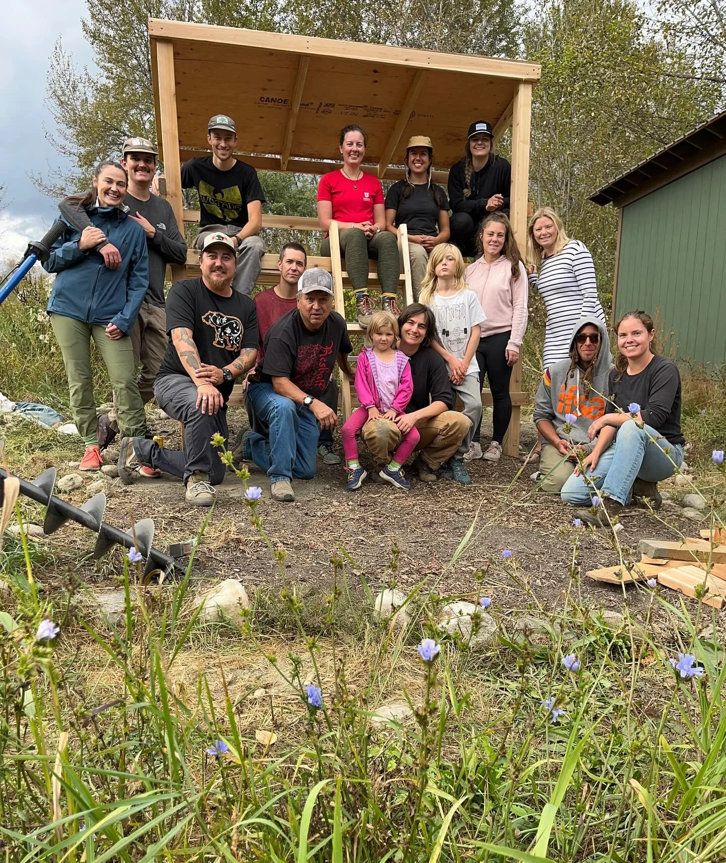 This Sunday, volunteers came out to the Food Commons to frame out a very special structure: This smokehouse was inspired by paintings from the 1800&rsquo;s depicting Sinixt smokehouses that were used to cure salmon. Remey Lacomb  and Rick Desautel, t