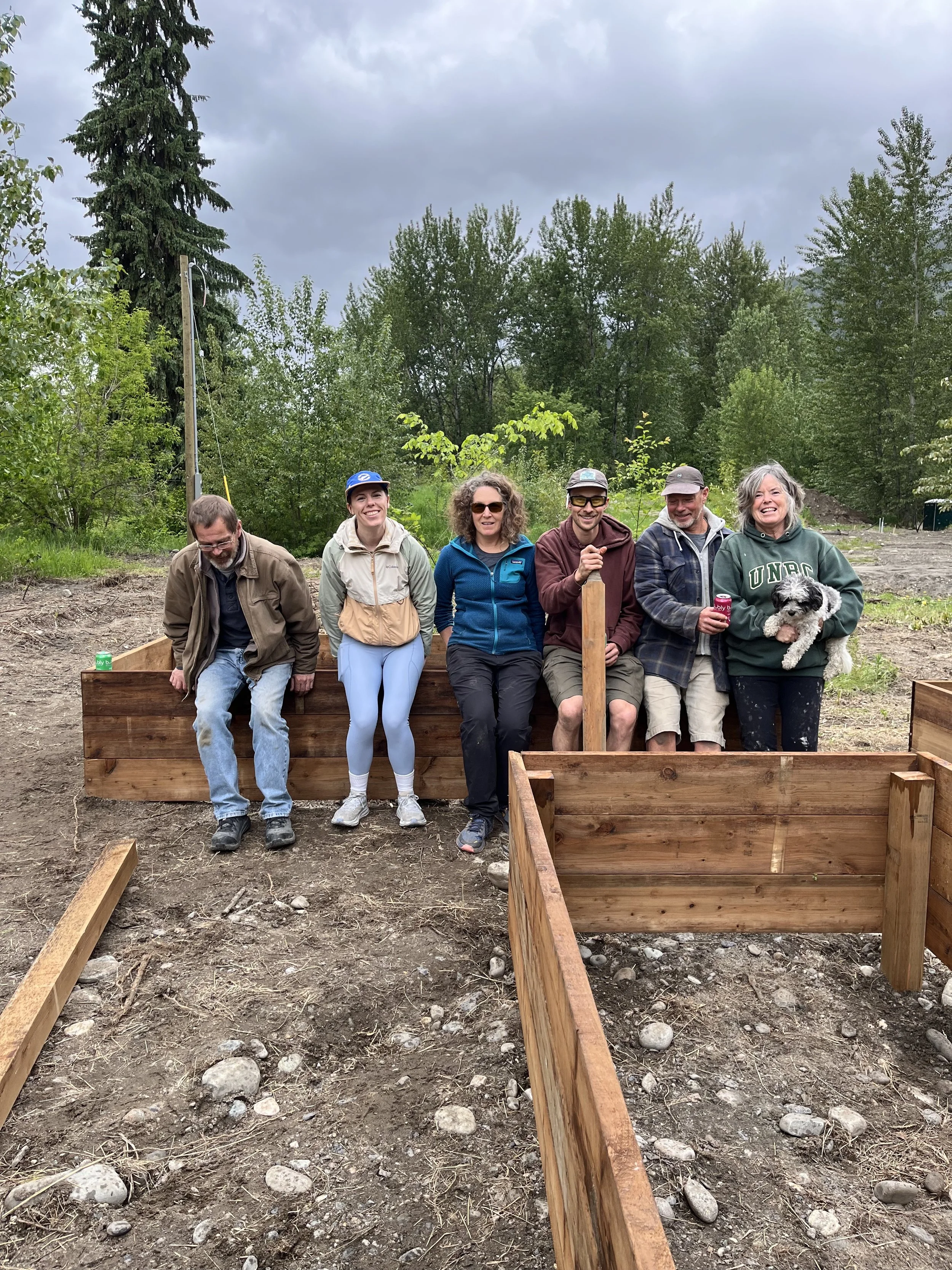 Volunteers helped us build 16 raised beds for community gardening