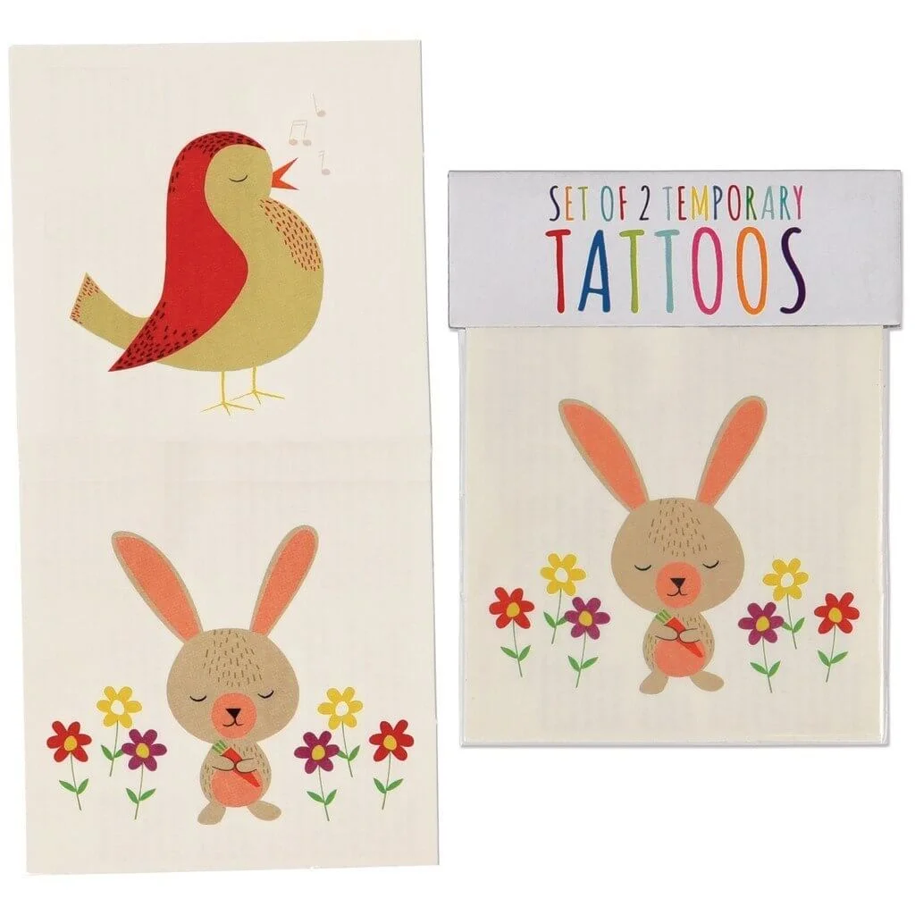 bird rabbit temporary tattoo bearhugs surprise postal gifts children uk