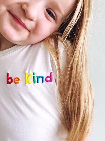 be kind t shirt rainbow embroidered kids bearhugs