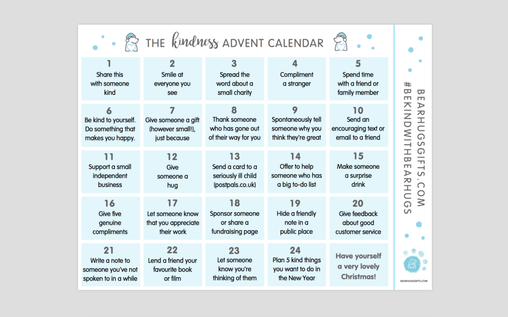 Our 2018 Random Acts Of Kindness Advent Calendar Is Here BearHugs our-2018-random-acts-of-kindness-advent-calendar-is-here-bearhugs
