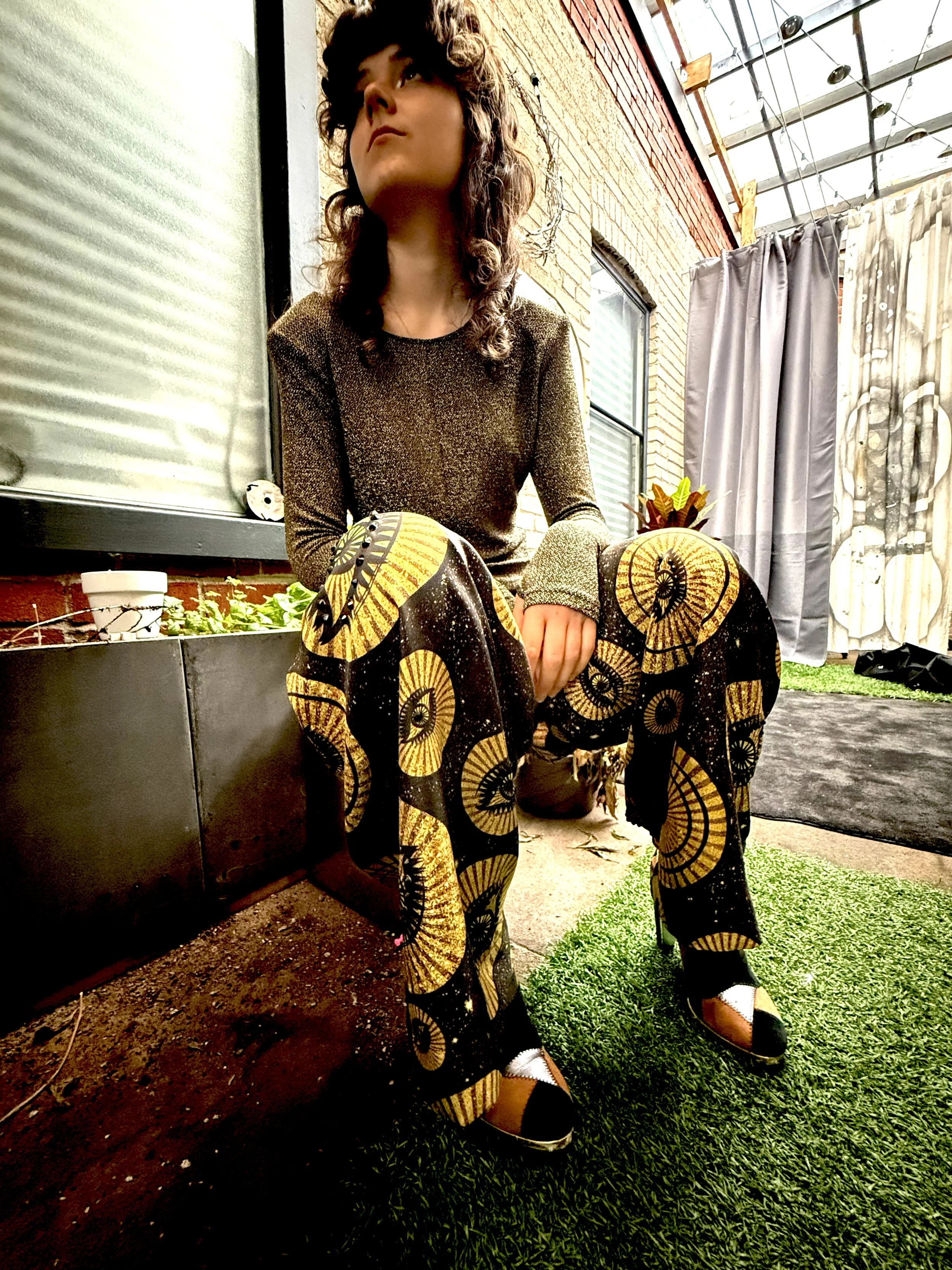 cosmic inky way bedazzled silk pants