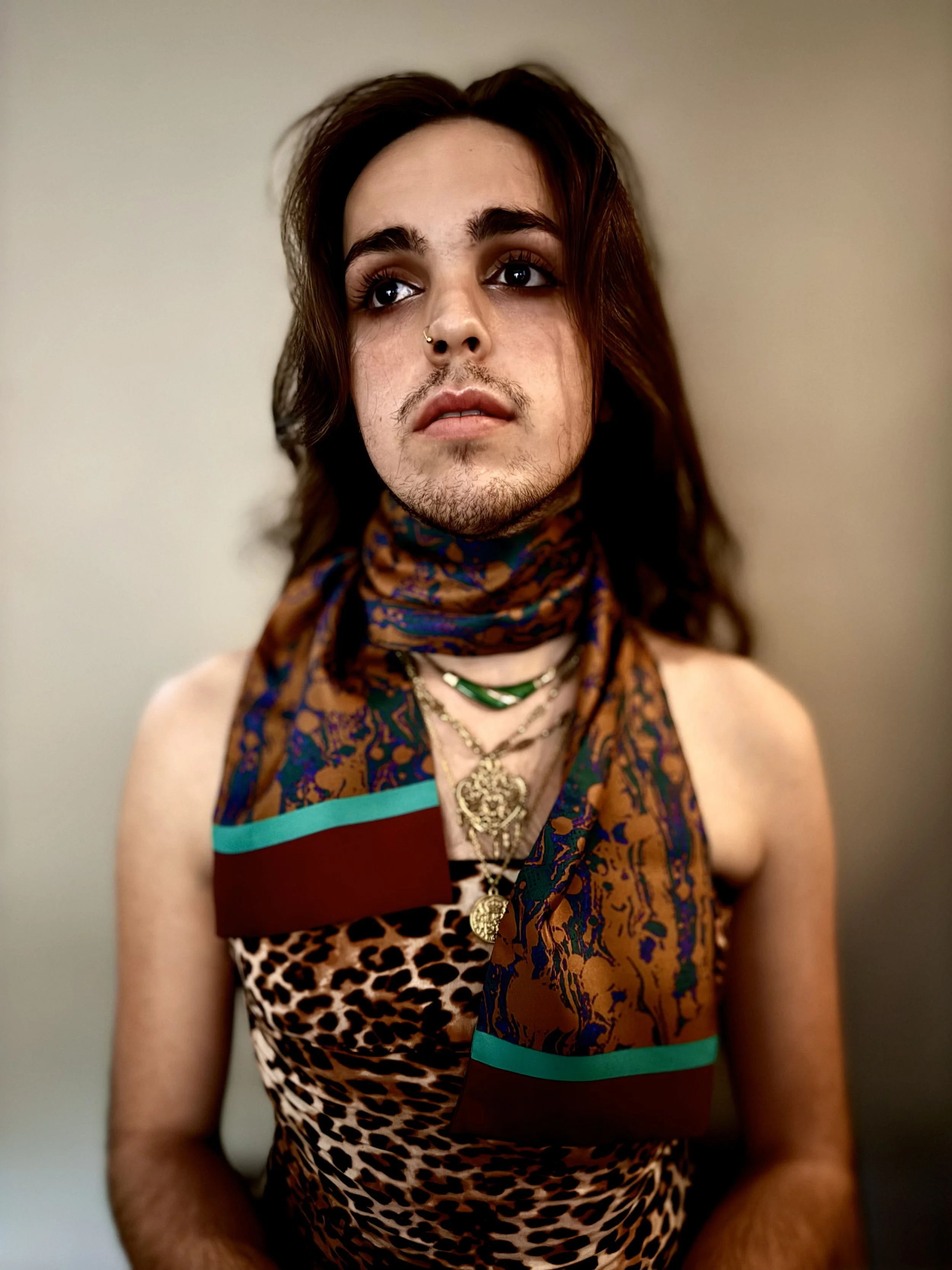 groovy venetian silk scarf - sienna & raspberry