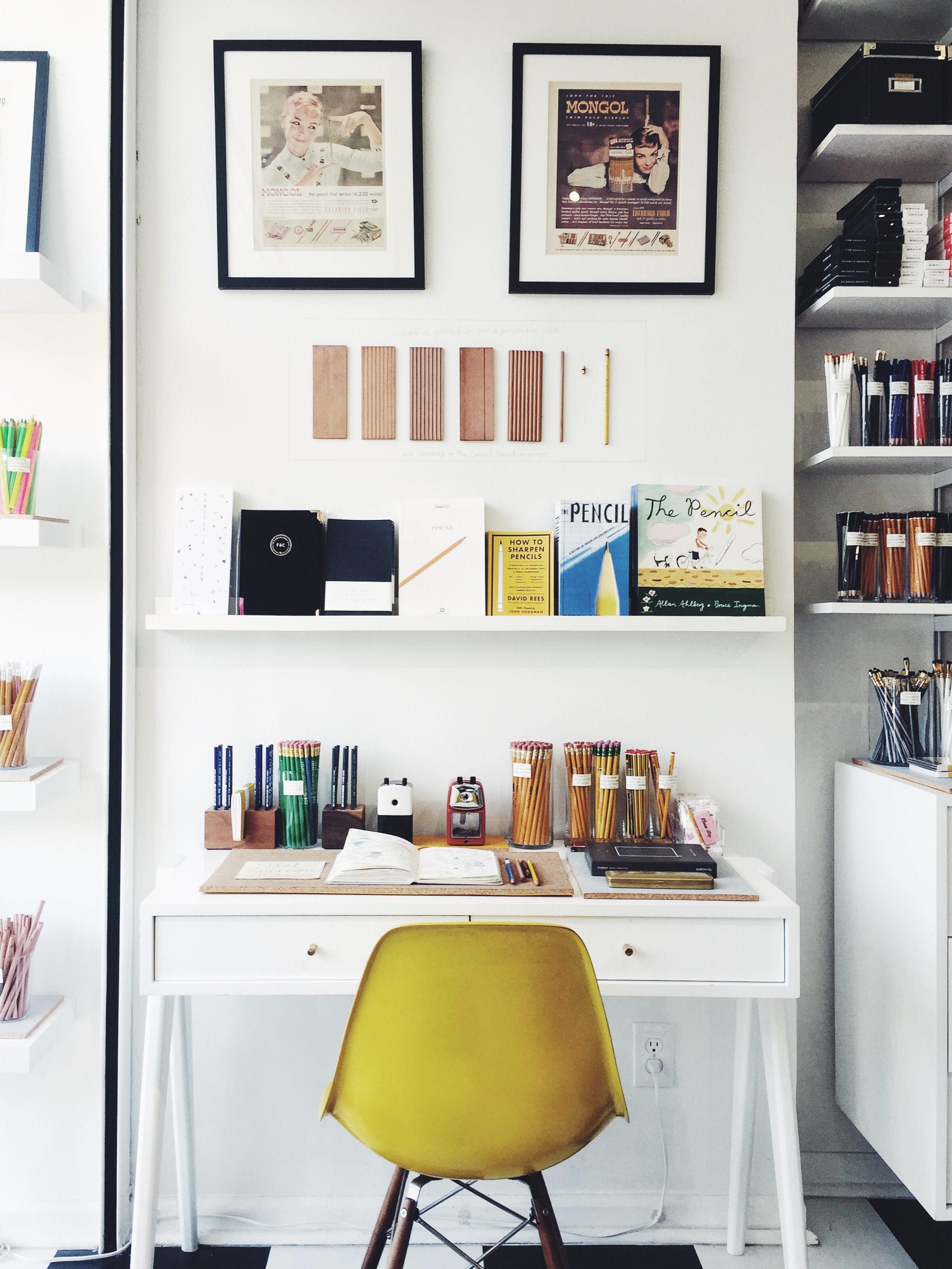 the pencil testing desk at CW Pencil Enterprise