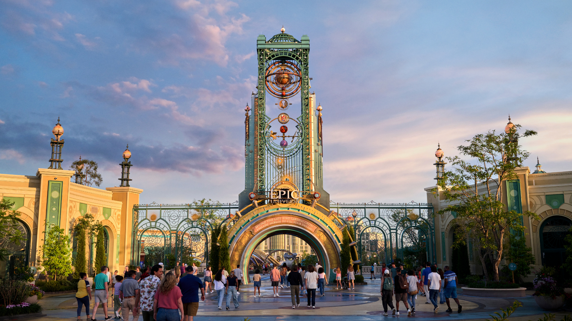 A large castle with tall spires and turrets situated on a rocky hill, with a clear blue sky in the background.
