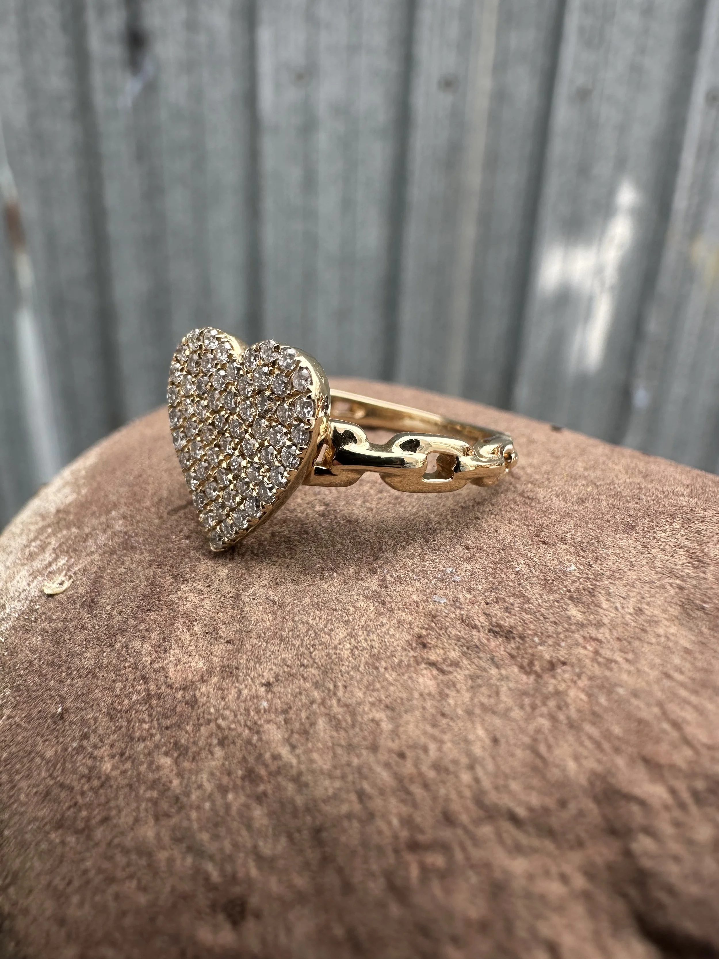 14K Diamond Pave Heart Ring