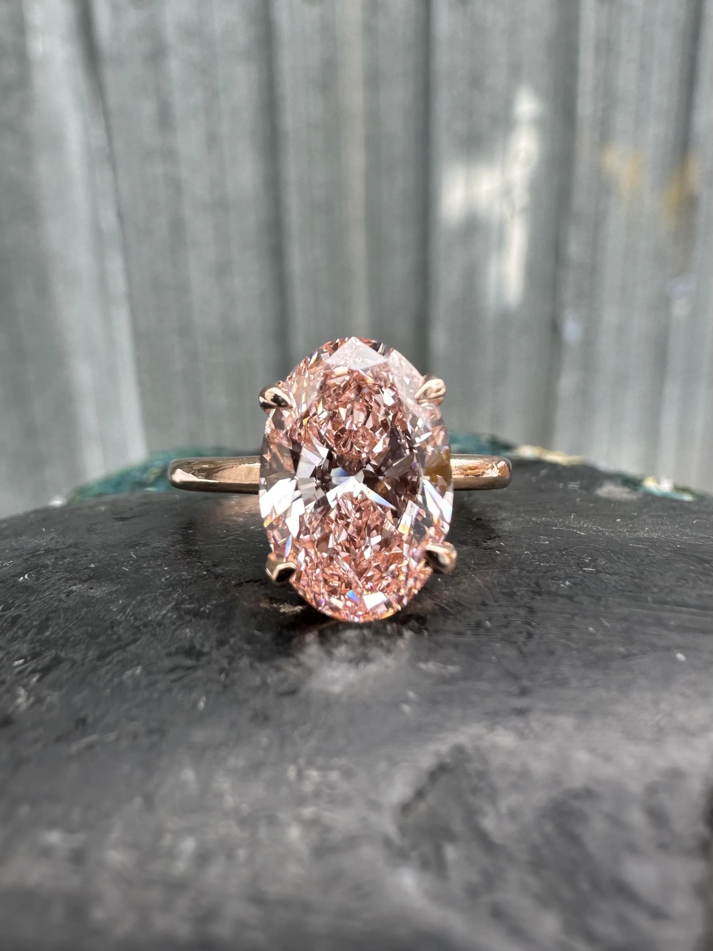 14K Lab Grown Pink Diamond Solitaire Engagement Ring