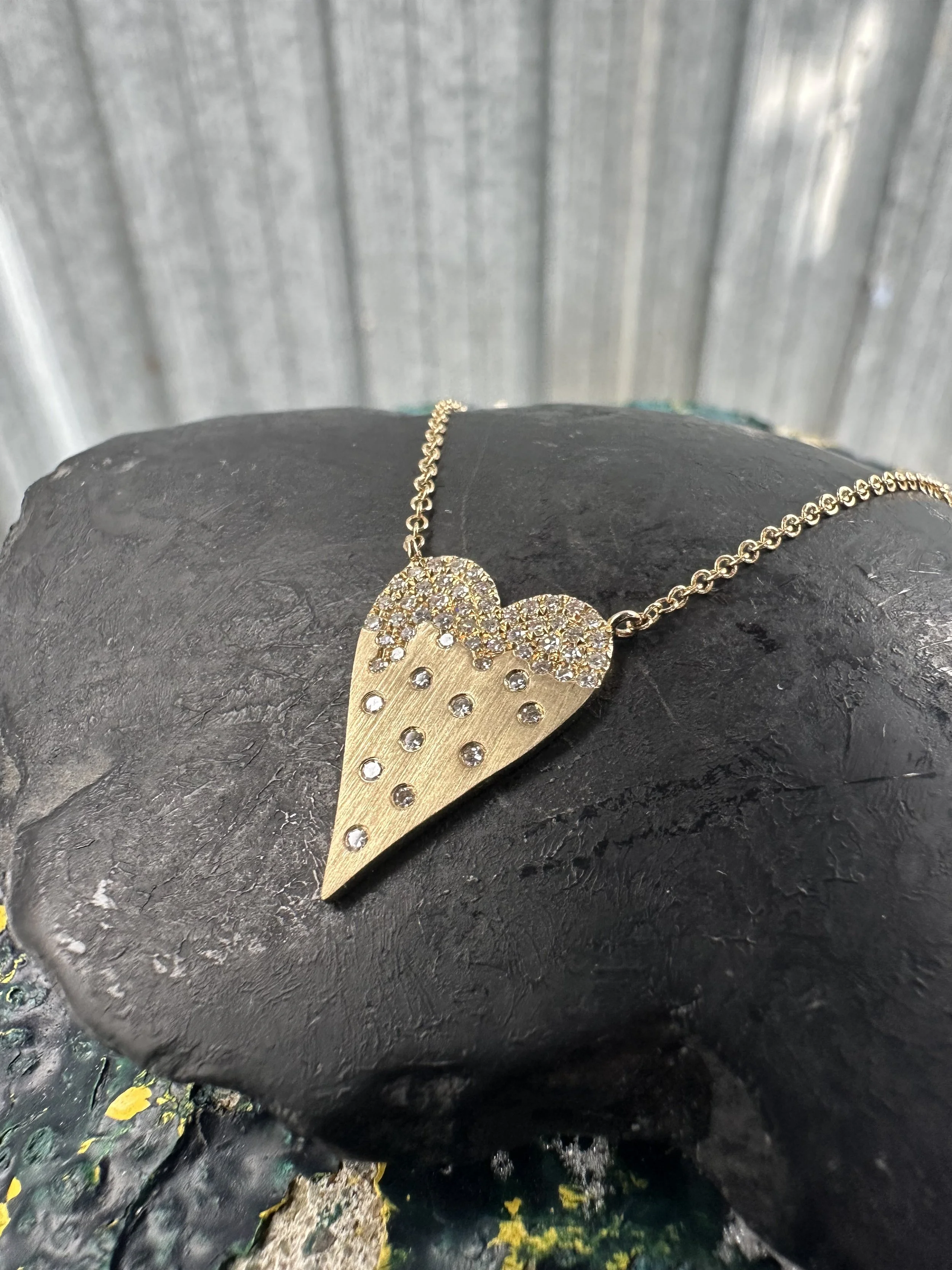 14K Confetti Brushed Heart Necklace