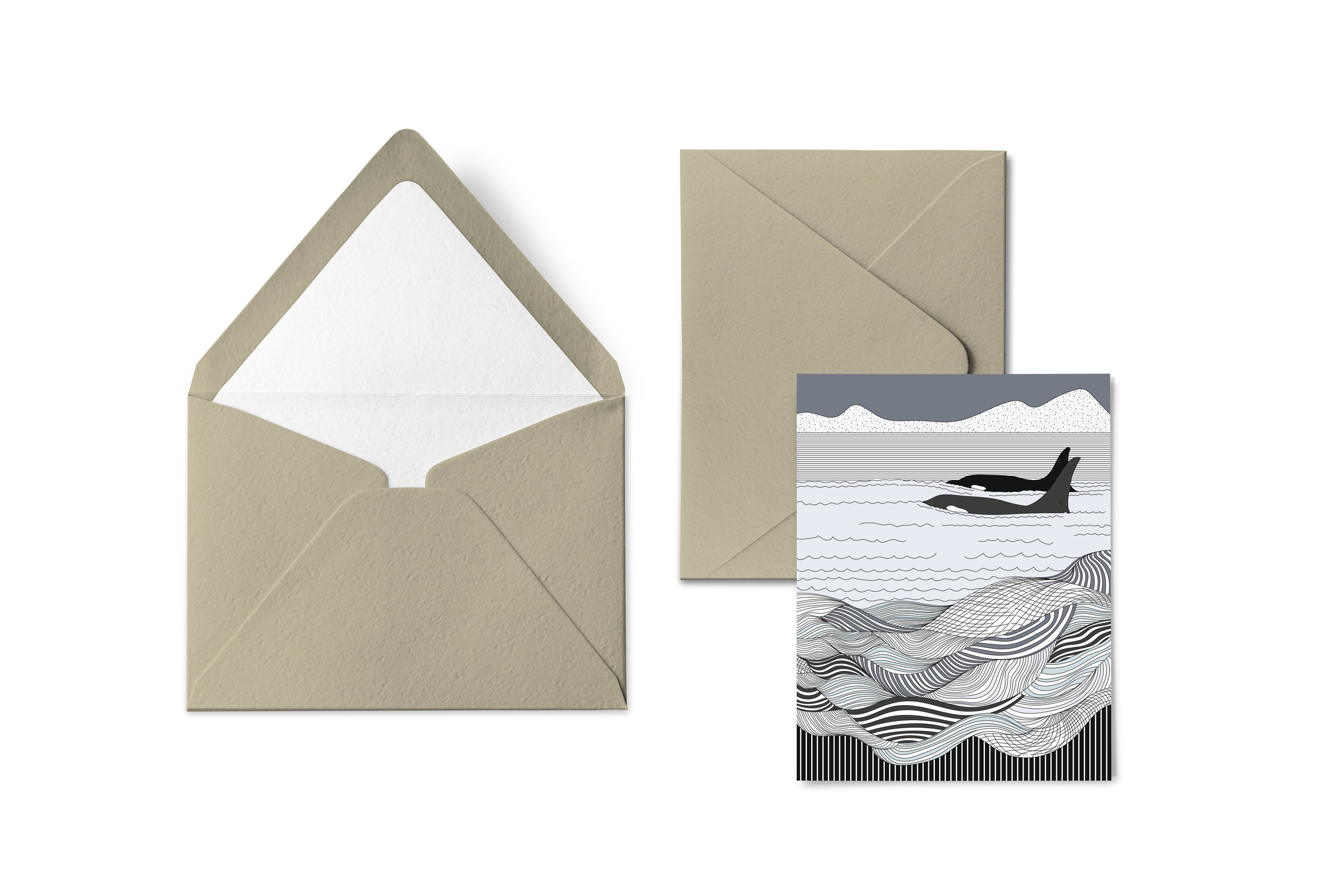 GREETING CARD - ORCA WAVES