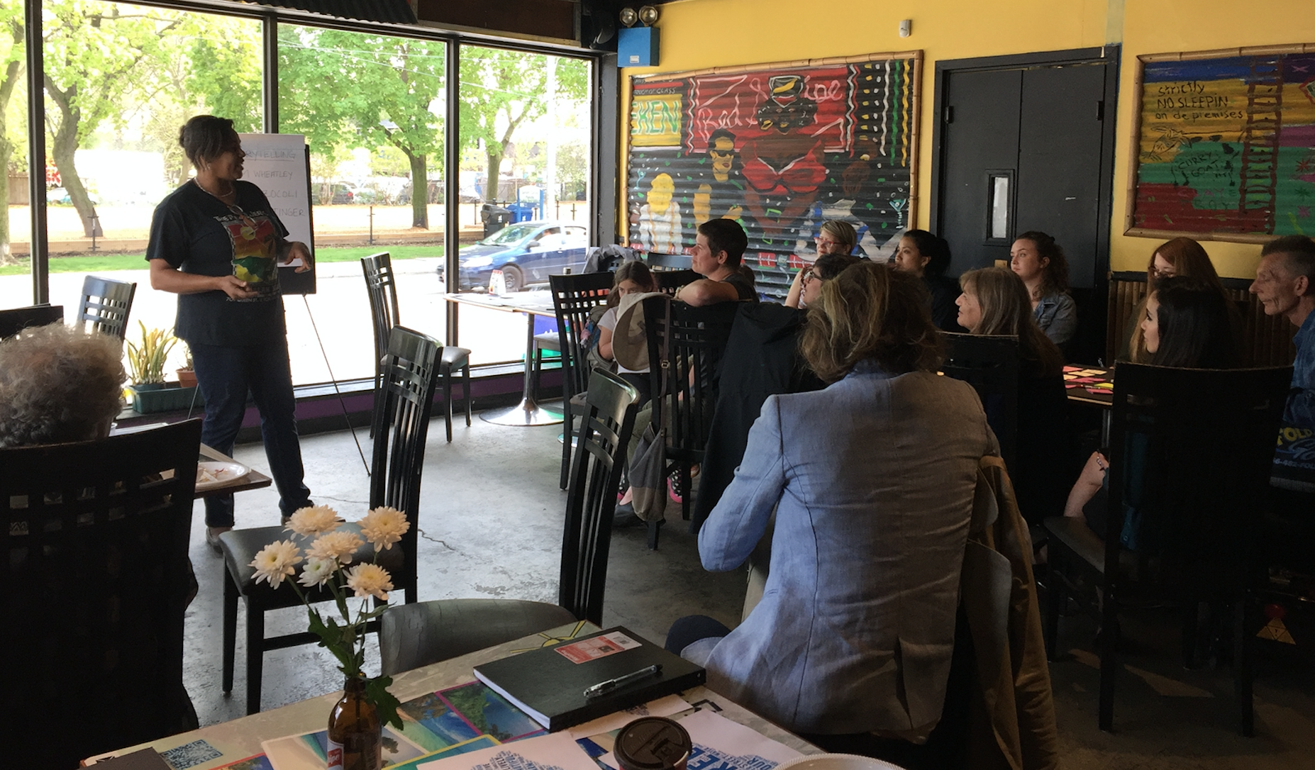 Community workshop with Lily Potinger from The Real Jerk sharing her story about the neighbourhood, 2018