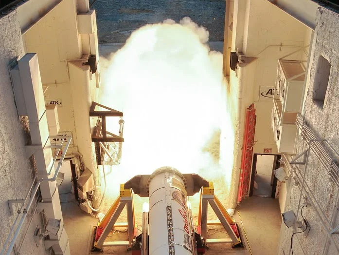 Energy-Based Acoustic Measurement System for Rocket Noise, UT BRRC, in partnership with Brigham Young University, has developed advanced acoustic measurement, analysis, and modeling techniques for launch load predictions. Multiple full-scale static test fires have been performed at ATK Space Systems Test Services in Promontory, UT. This collected data was used to evaluate the measurement system and compare the performance of multiple probe prototype designs, evaluate historical rocket noise prediction methods, and to guide the development of future launch noise prediction models. Image Credit: Alliant Techsystems