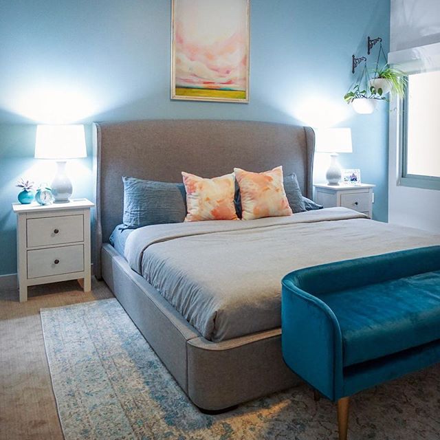 Excited to share this project! From standard painter&rsquo;s white walls to a beautiful aqua to bring this room to life. Having lived here for a few years without having that &lsquo;finished&rsquo; feeling in her bedroom, my client decided no time li