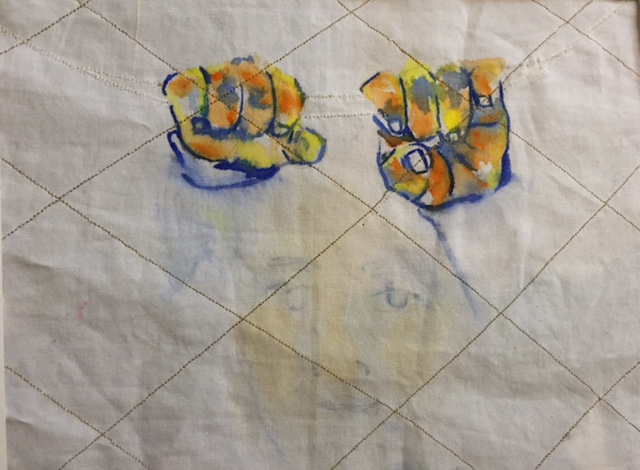 "the other side" Embroidery and watercolor 
