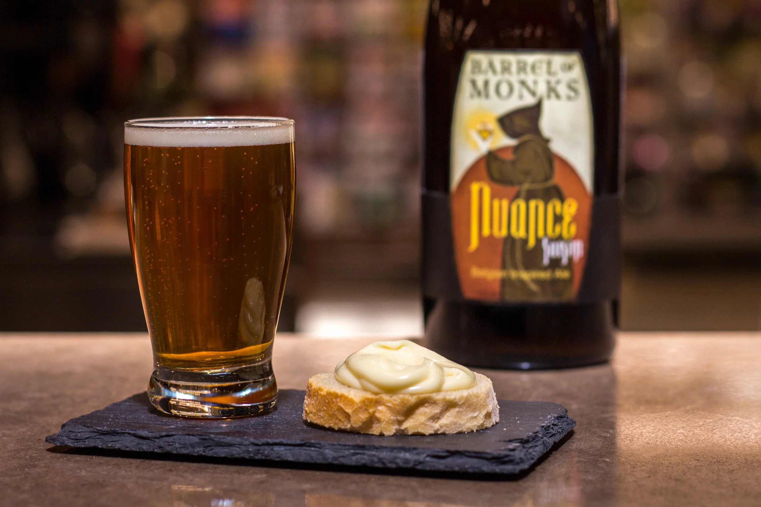 The Cheese Jasper Hill Harbison is a soft-ripened cheese, which is wrapped in spruce. Based on a French classic called Vacherin Mont D’Or. Creamy, buttery, herbaceous, and funky. Tastes like the forest! The Beer Lots of carbonation in the Saison helps to refresh the palate from the luxurious Harbison. The hoppy character goes well with the vegetal, and woody flavors of the cheese.