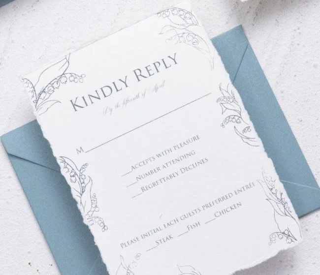 Marie – Hand-Torn Cotton Paper Wedding Invitation Suite