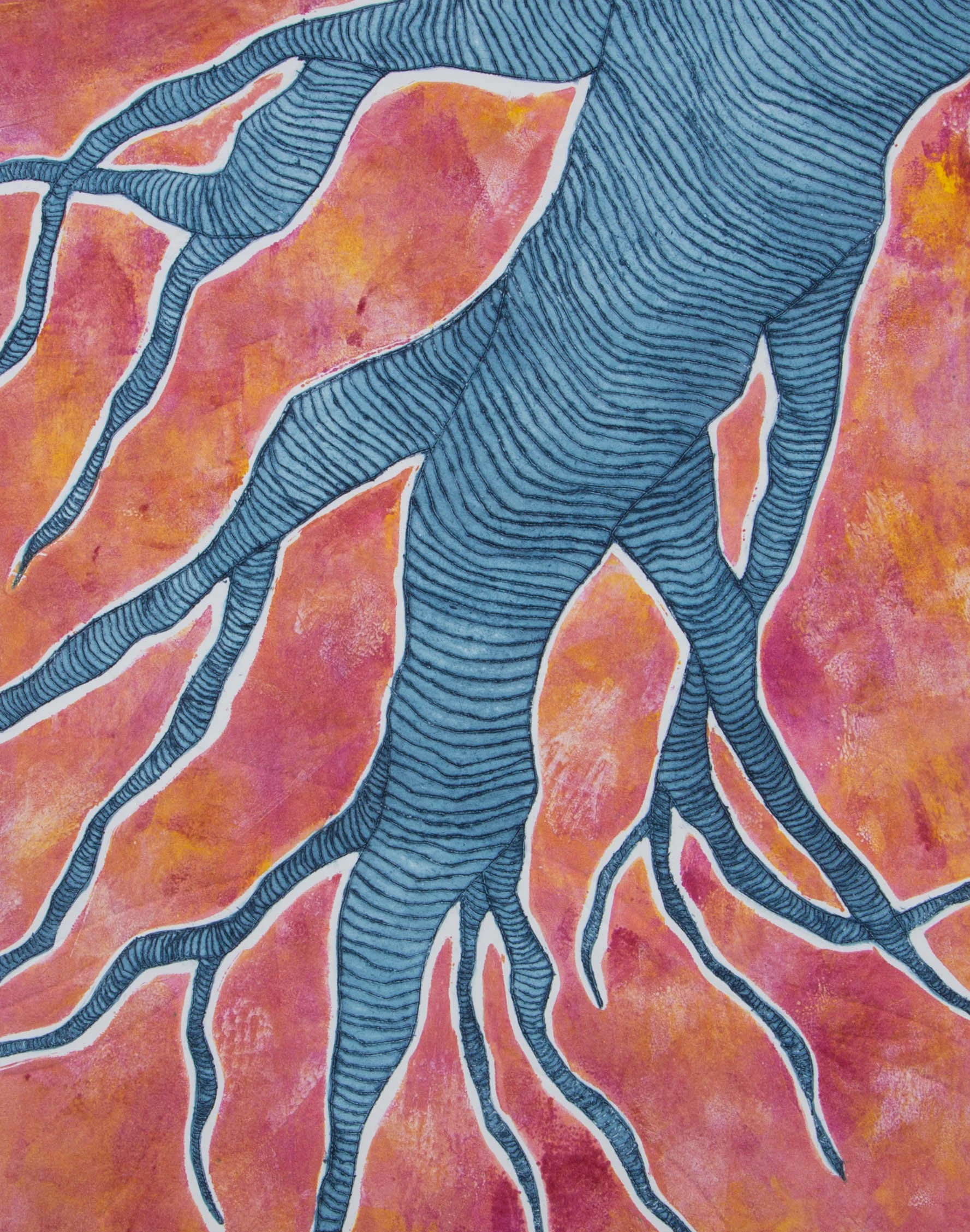 Tubules15" x 19"2016Collagraph, Pochoir, Drypoint, Monotype