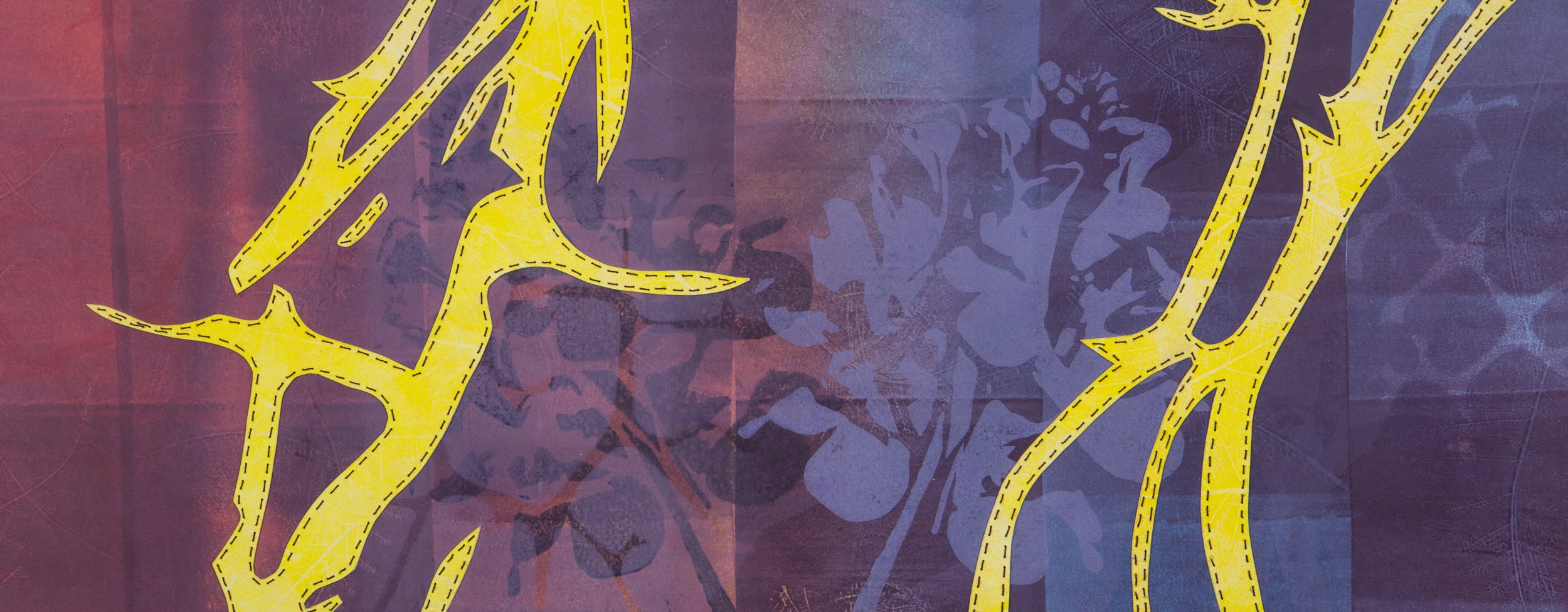 Division20" x 8"Relief, Pochoir, Monotype, Needle and Thread2017